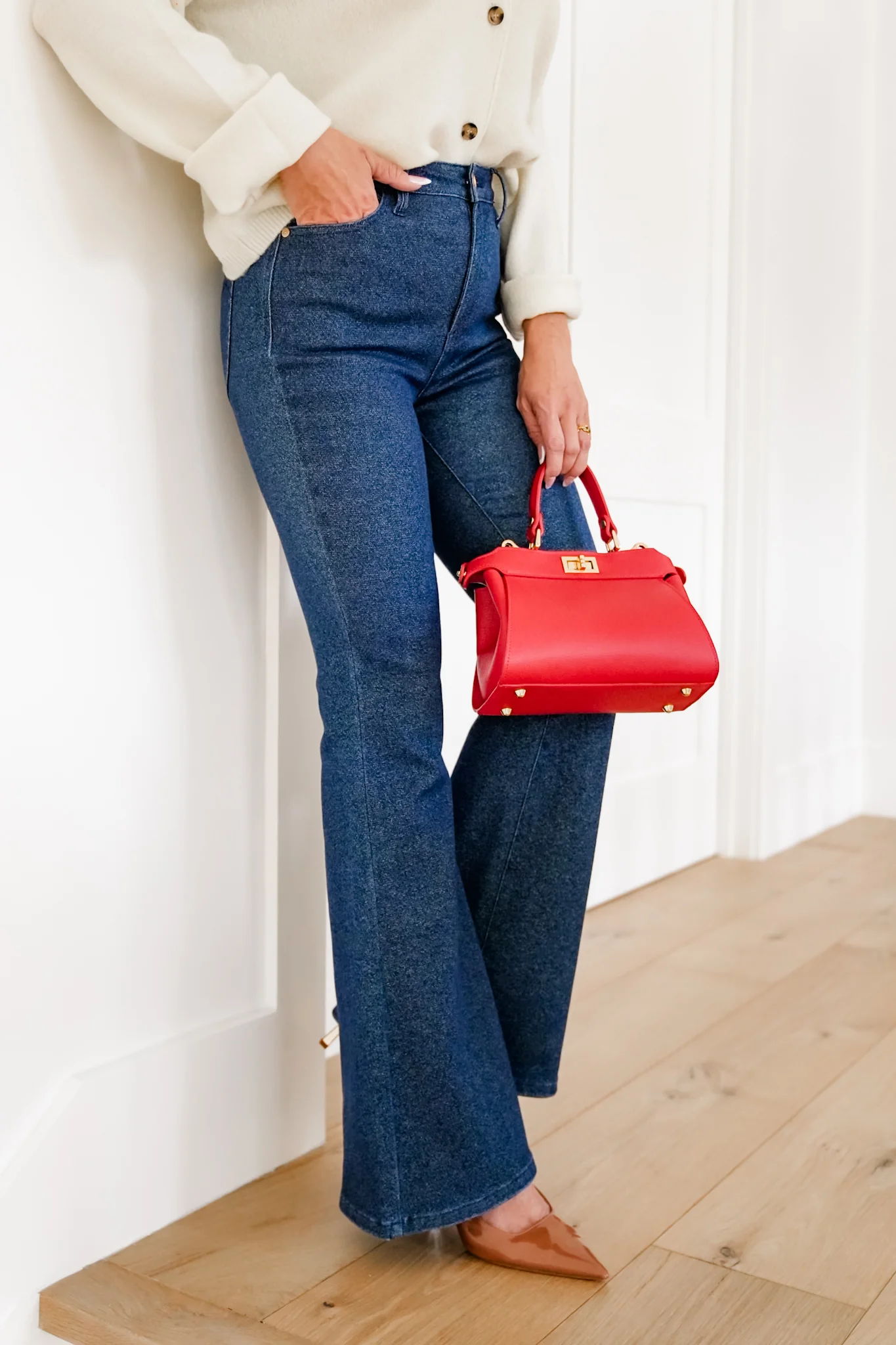 Judy Blue High Rise Dark Wash Sparkle Flare Jeans - Image 3