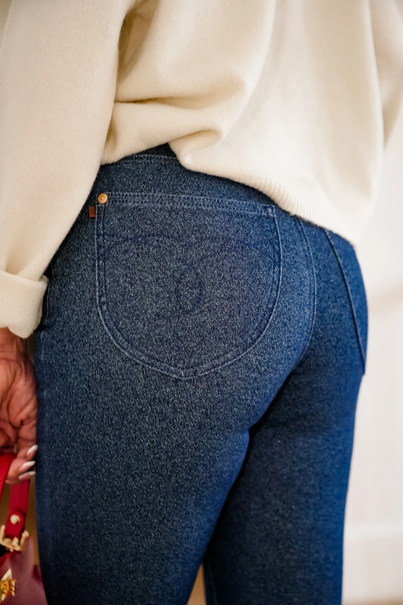 Judy Blue High Rise Dark Wash Sparkle Flare Jeans - Image 4