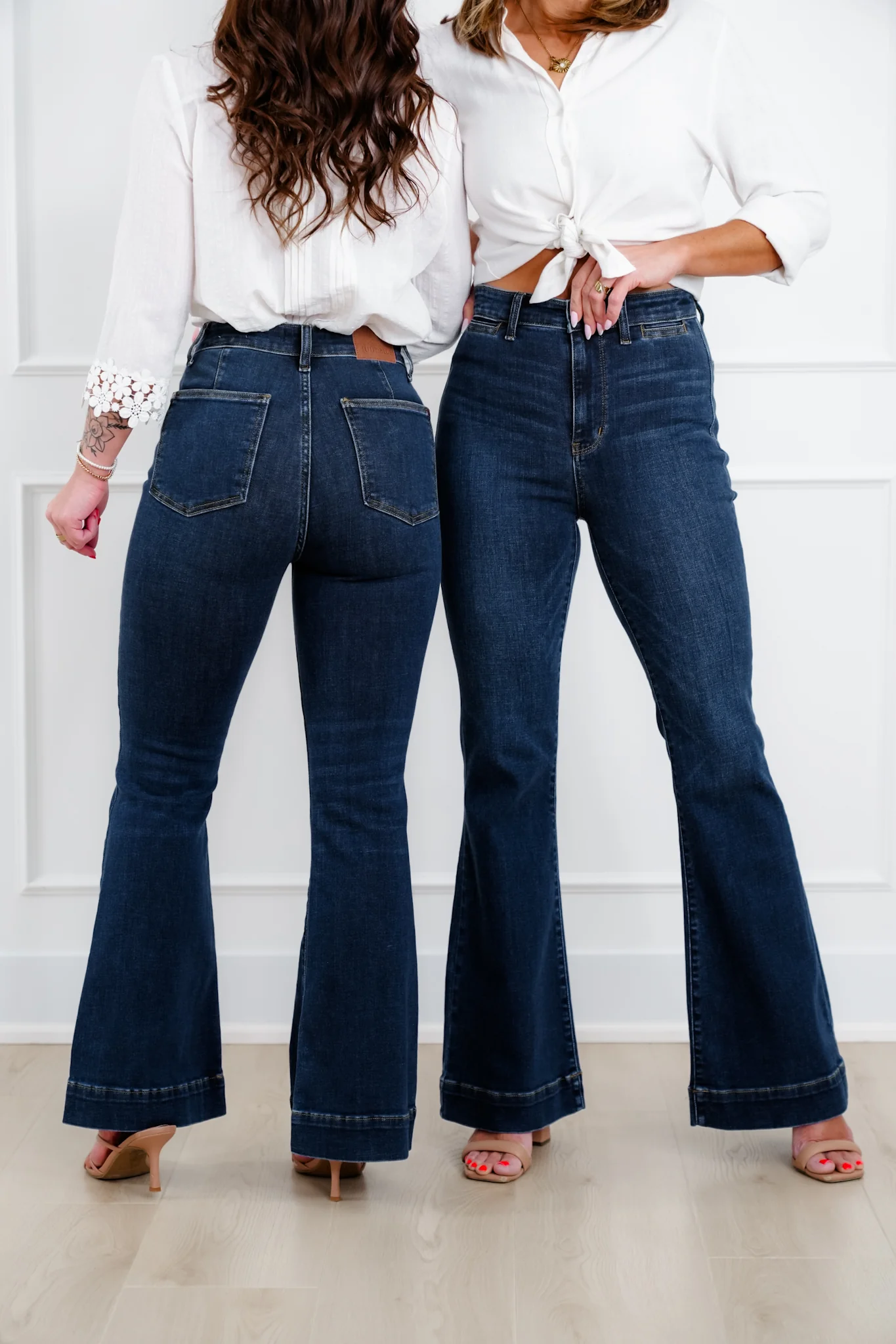 Judy Blue "The Sadie" Multi Inseam High Rise Dark Wash Trouser Flare Jeans - Image 4