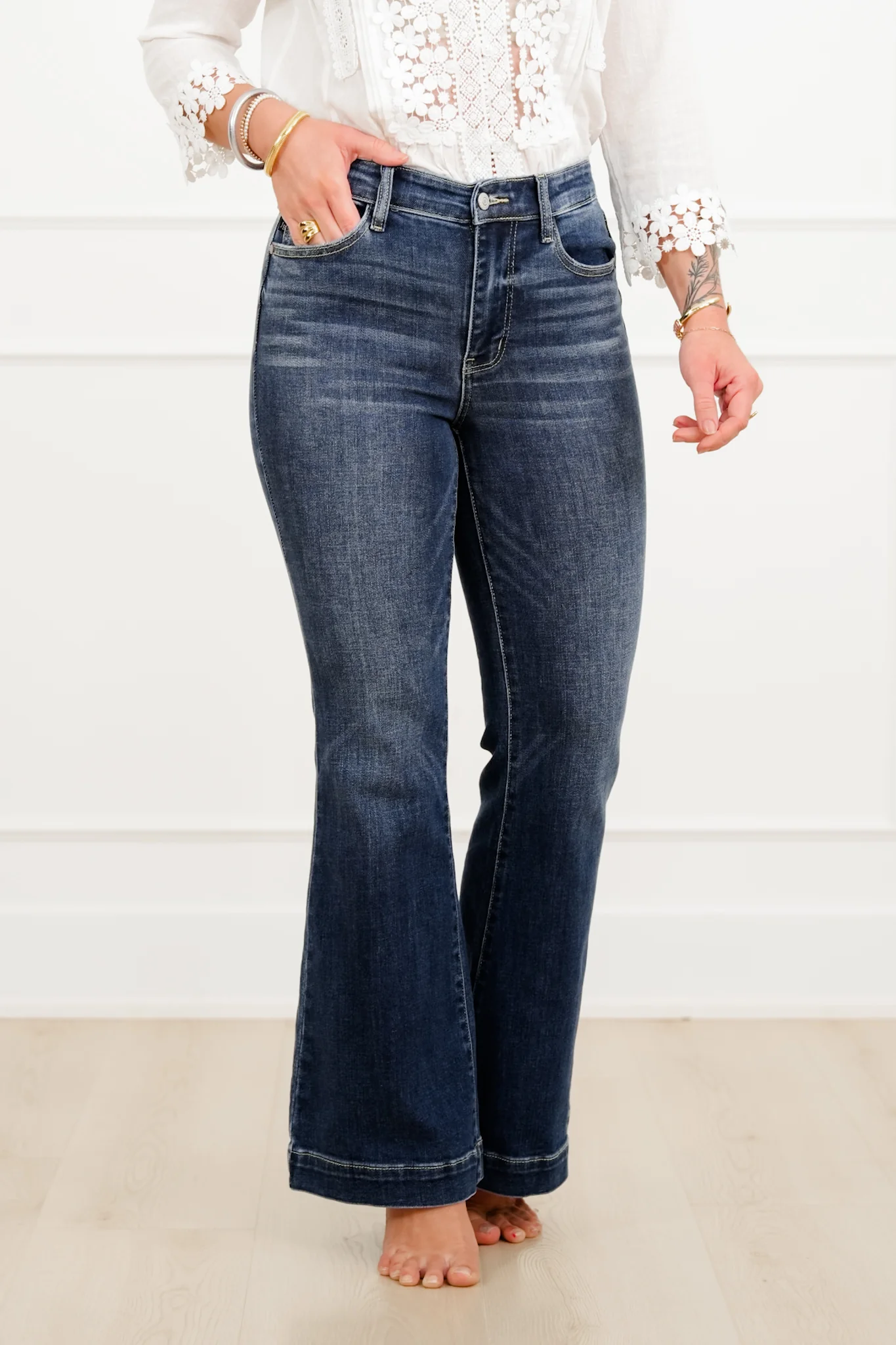 Judy Blue Petite/Reg The Lexi High Rise Dark Wash Trouser Flare - Image 7