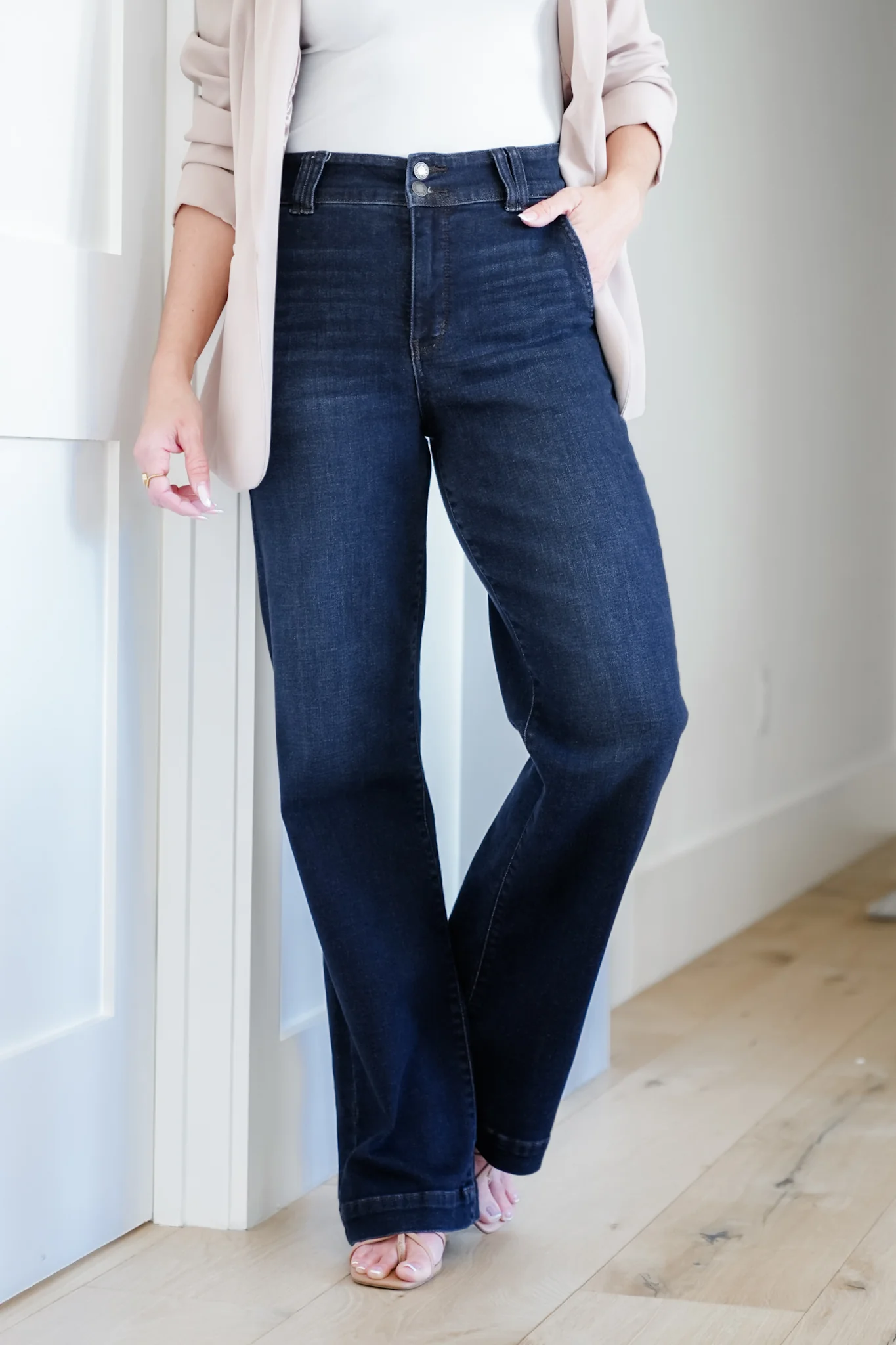 Judy Blue Multi Inseam "The Everly" Trouser Dark Wash Trouser Wide Leg Jeans - Image 10