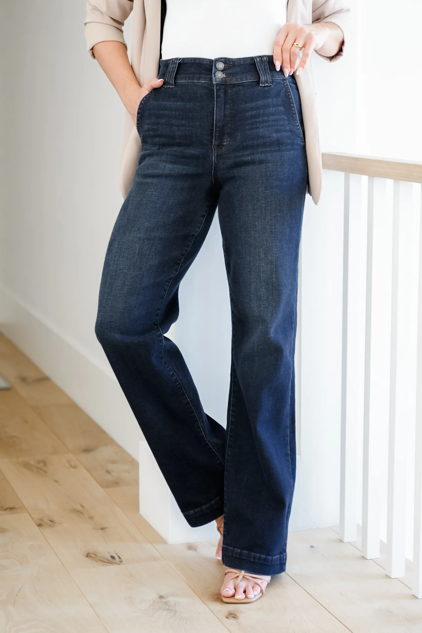 Judy Blue Multi Inseam "The Everly" Trouser Dark Wash Trouser Wide Leg Jeans - Image 12