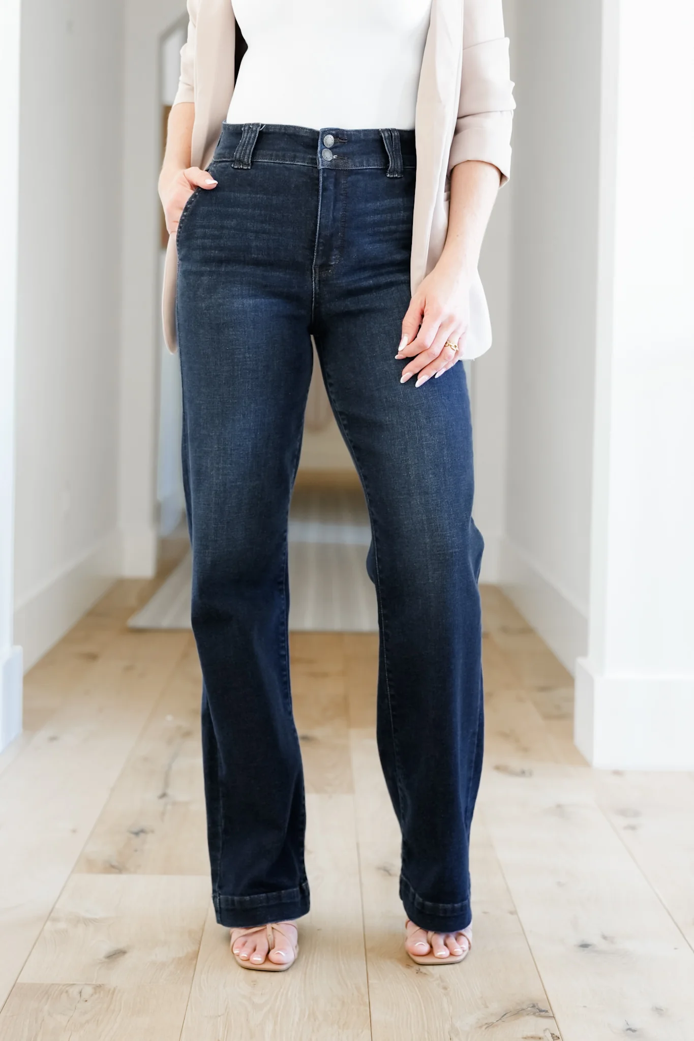 Judy Blue Multi Inseam "The Everly" Trouser Dark Wash Trouser Wide Leg Jeans - Image 13