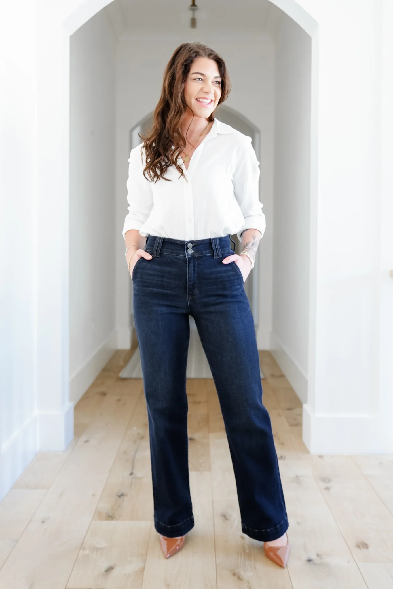 Judy Blue Multi Inseam "The Everly" Trouser Dark Wash Trouser Wide Leg Jeans - Image 4