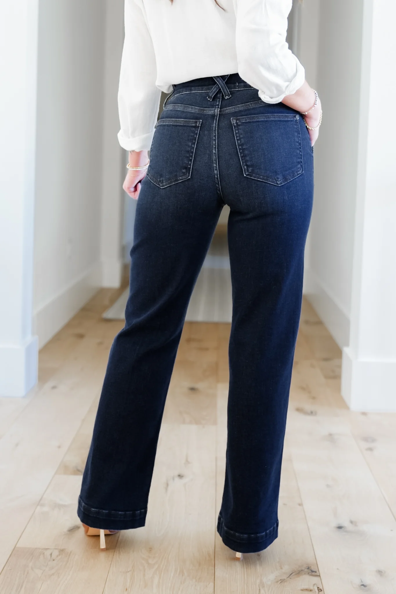 Judy Blue Multi Inseam "The Everly" Trouser Dark Wash Trouser Wide Leg Jeans - Image 7