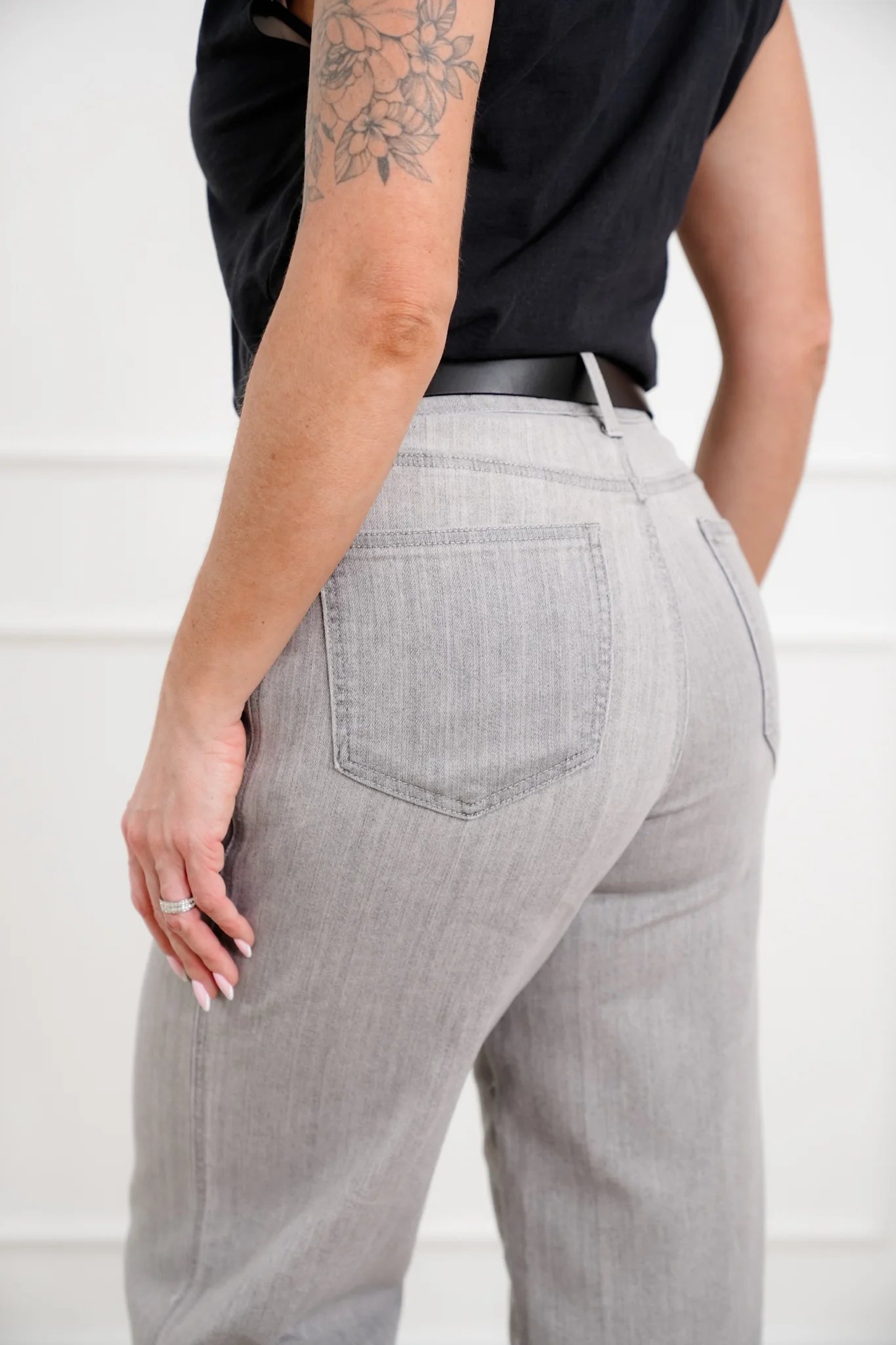 Judy Blue The Anastasia Multi Inseam High Rise Grey Retro Wide Leg Jeans - Image 12