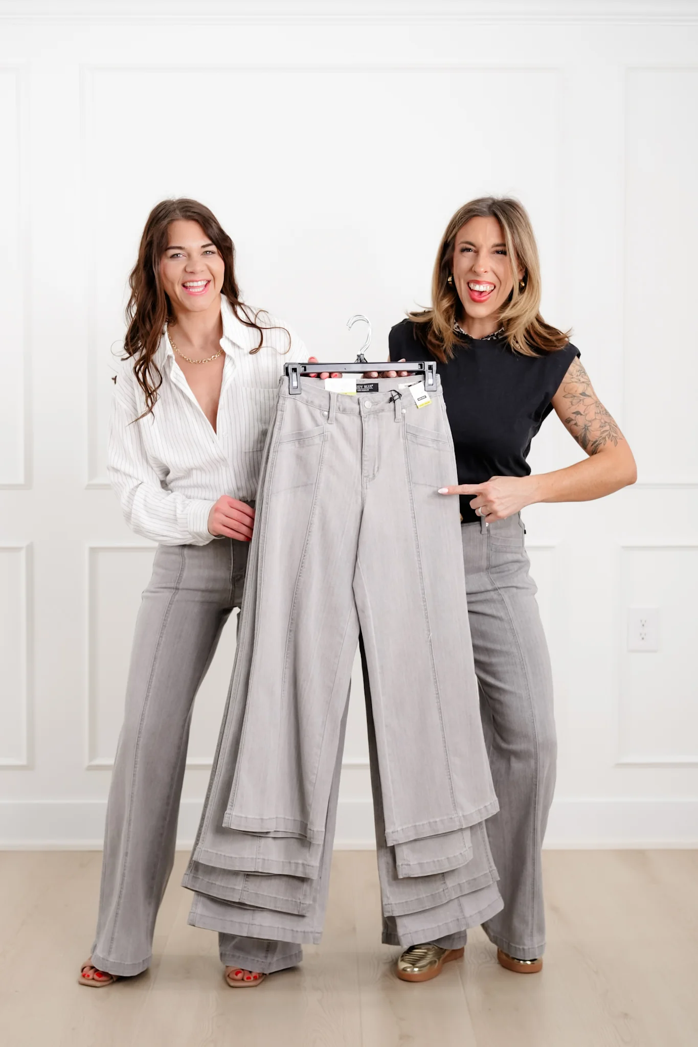 Judy Blue The Anastasia Multi Inseam High Rise Grey Retro Wide Leg Jeans - Image 17