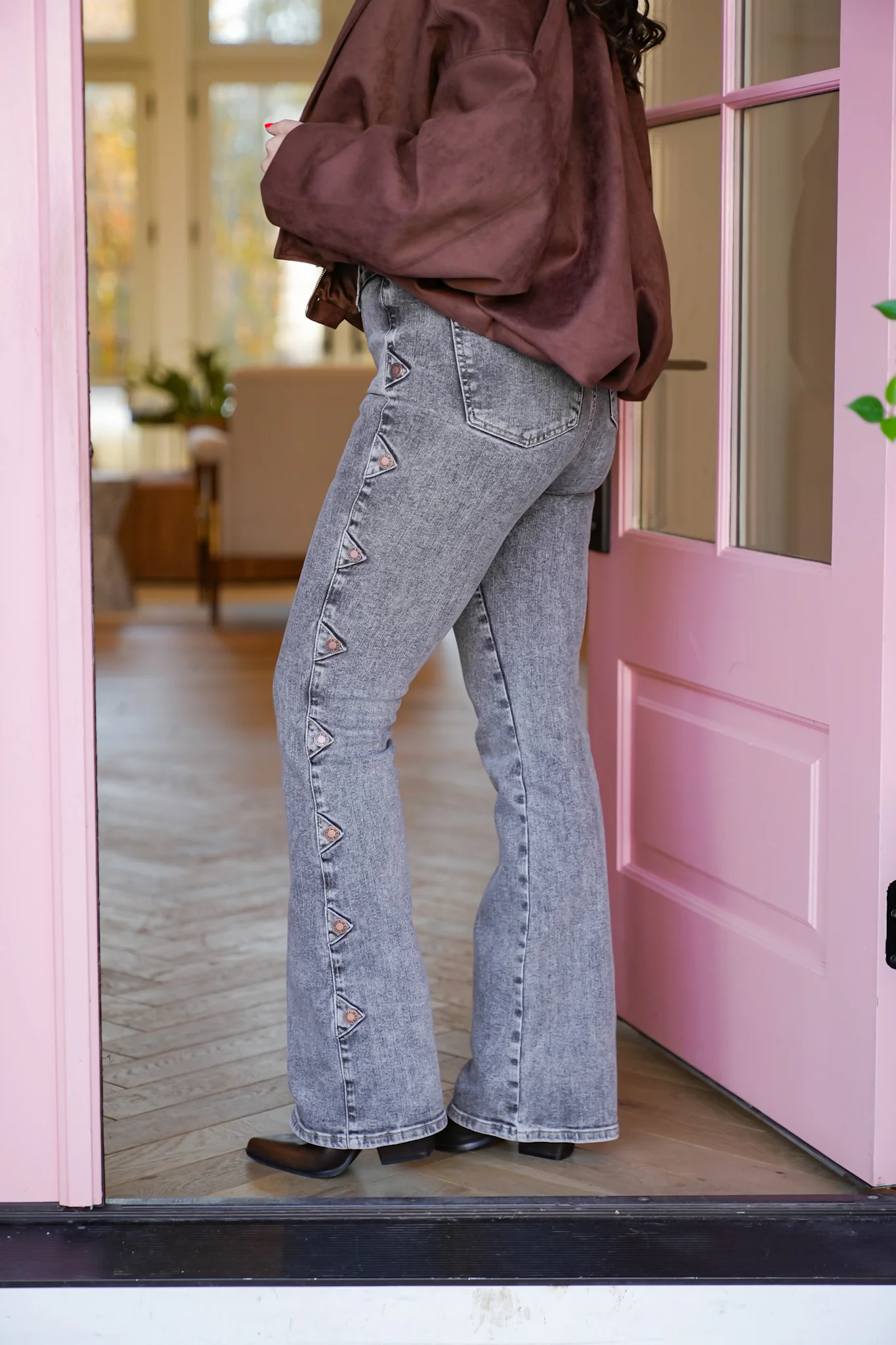 Judy Blue High Rise Grey Tummy Control Bootcut Jeans with Western Side Seam - Image 5