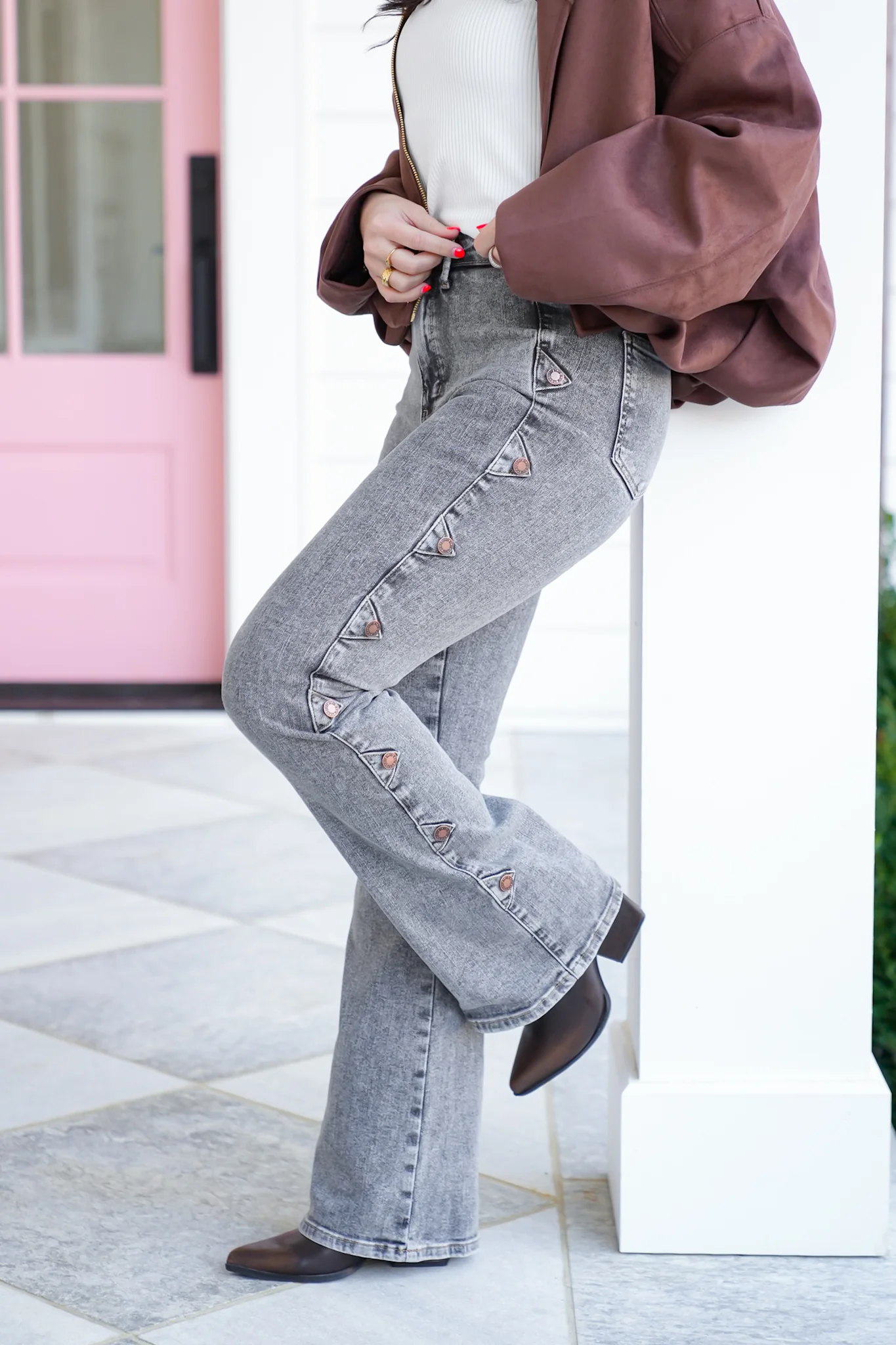 Judy Blue High Rise Grey Tummy Control Bootcut Jeans with Western Side Seam - Image 7