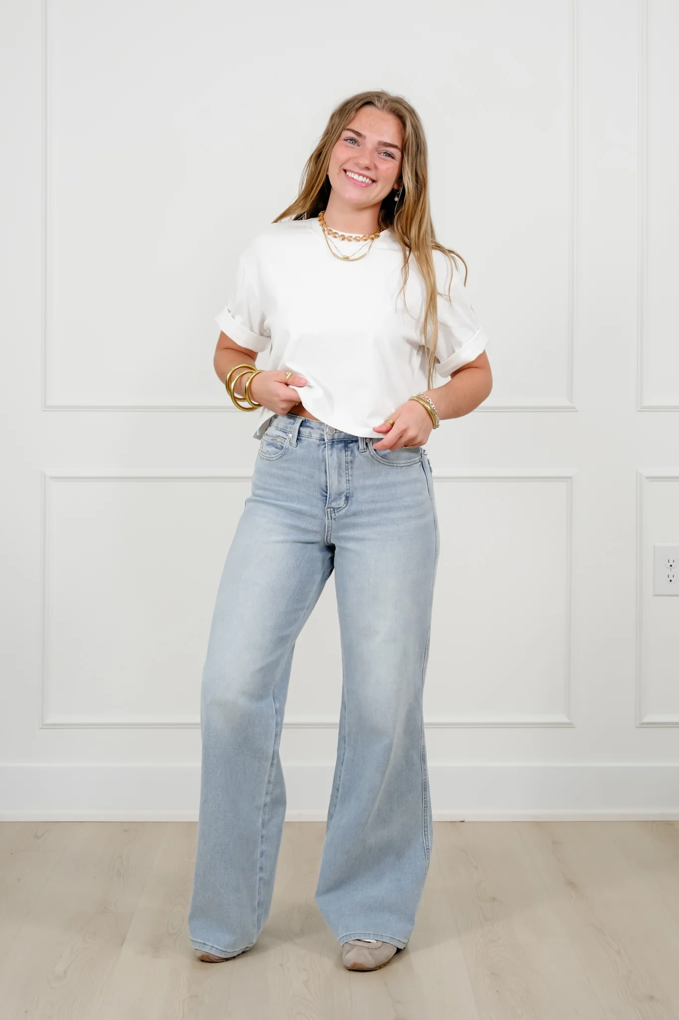 Judy Blue Secret Sauce 2.0 High Rise Light Wash Petite/Reg Tummy Control Retro Wide Leg Jeans - Image 3