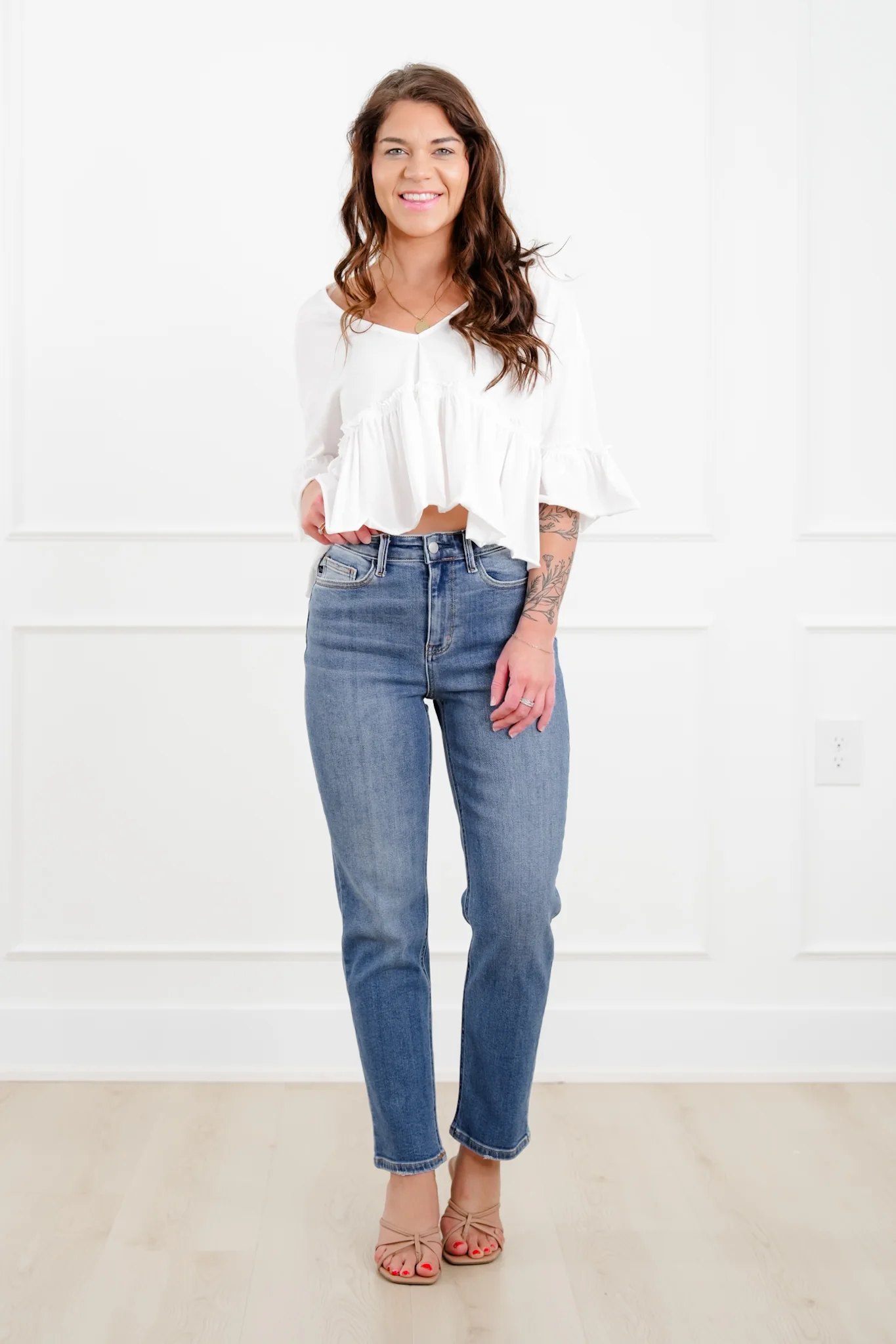 Judy Blue High Rise Medium Wash Ankle Length Straight Leg Jeans - Image 8
