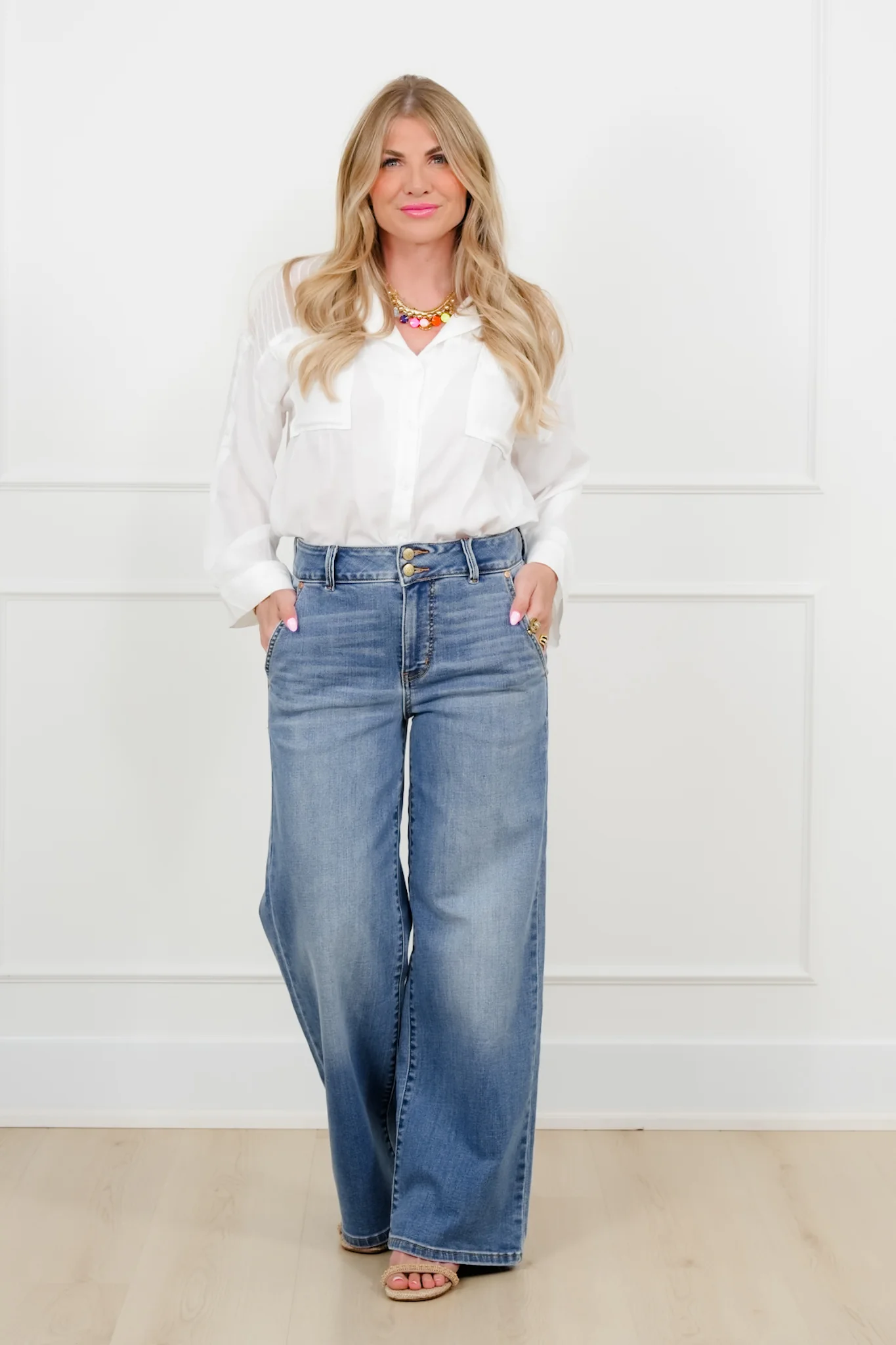 Judy Blue High Rise Medium Wash Multiple Inseam Column Jeans with Trouser Styling - Image 10
