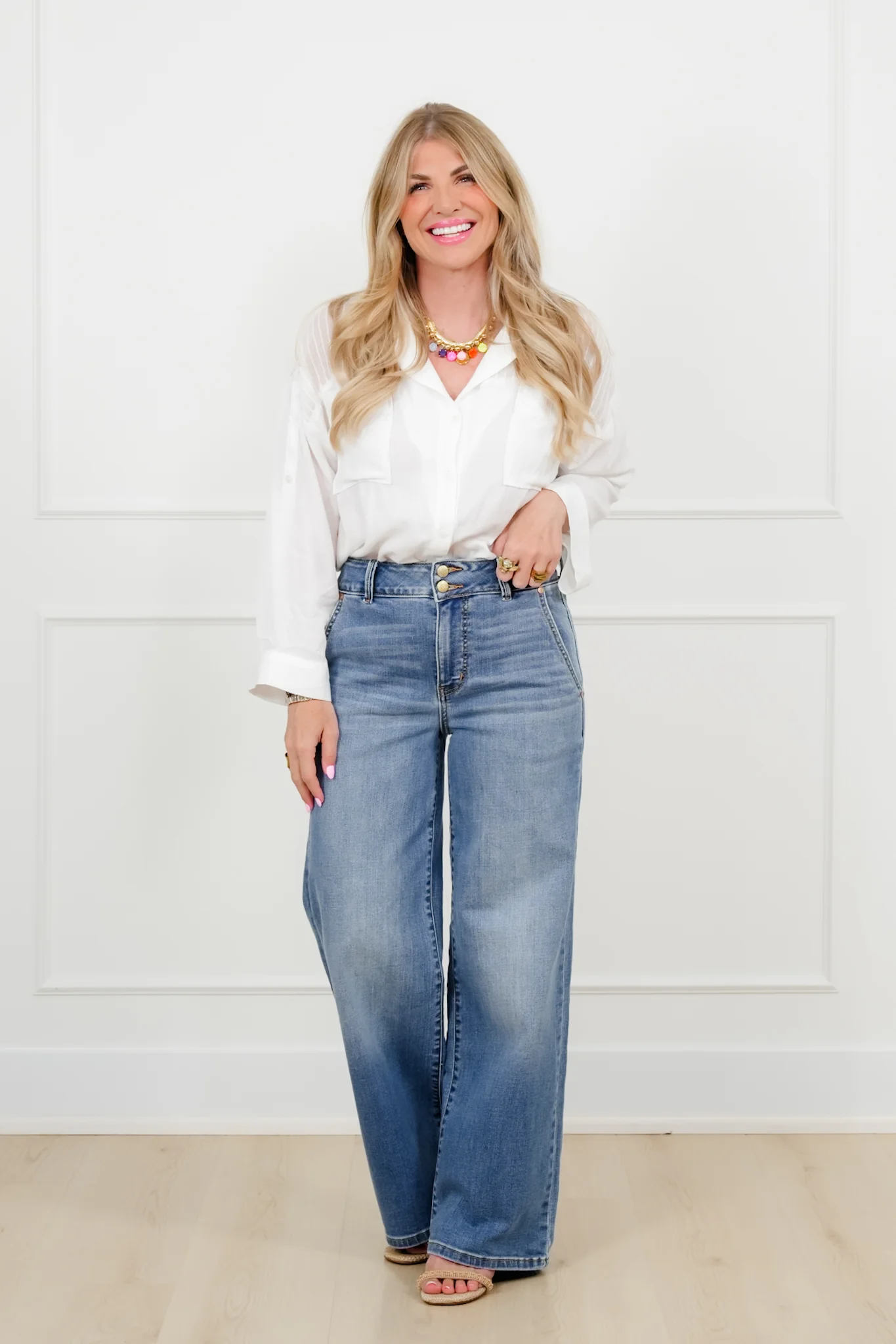 Judy Blue High Rise Medium Wash Multiple Inseam Column Jeans with Trouser Styling - Image 11