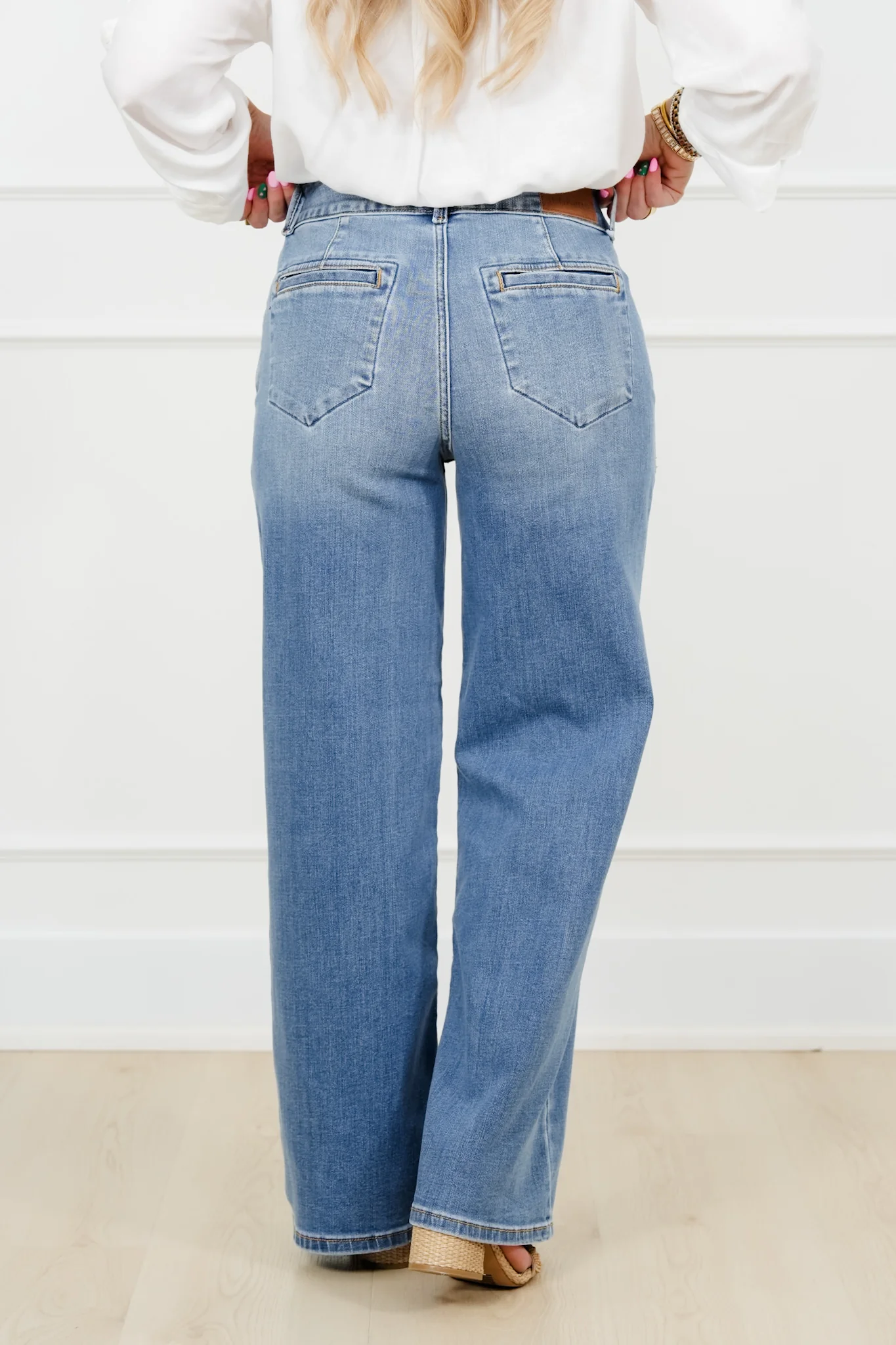 Judy Blue High Rise Medium Wash Multiple Inseam Column Jeans with Trouser Styling - Image 14