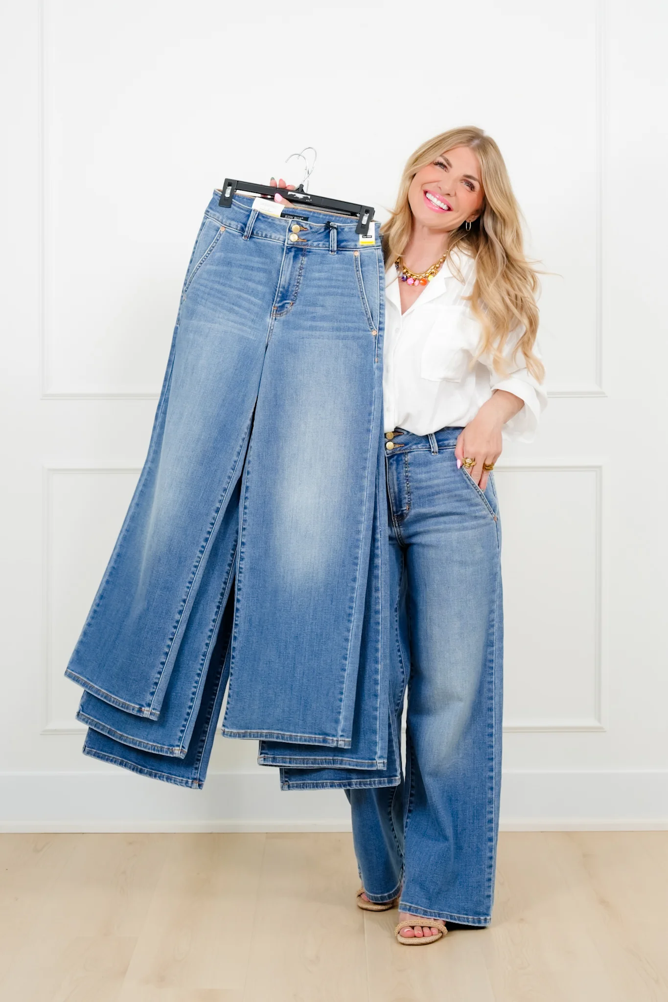 Judy Blue High Rise Medium Wash Multiple Inseam Column Jeans with Trouser Styling - Image 17