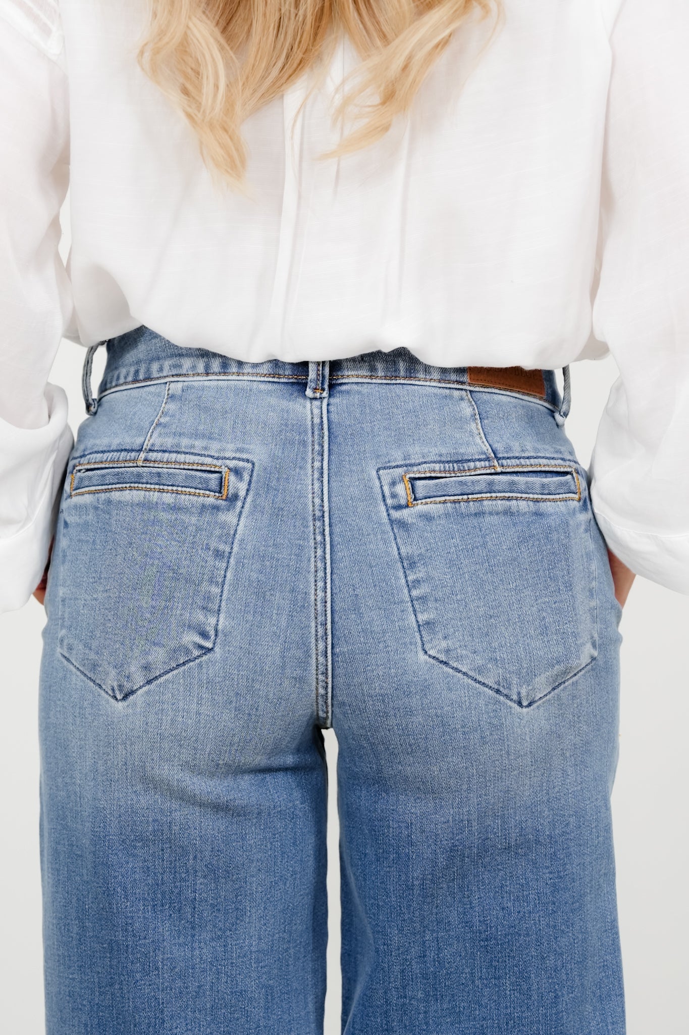 Judy Blue High Rise Medium Wash Multiple Inseam Column Jeans with Trouser Styling - Image 4