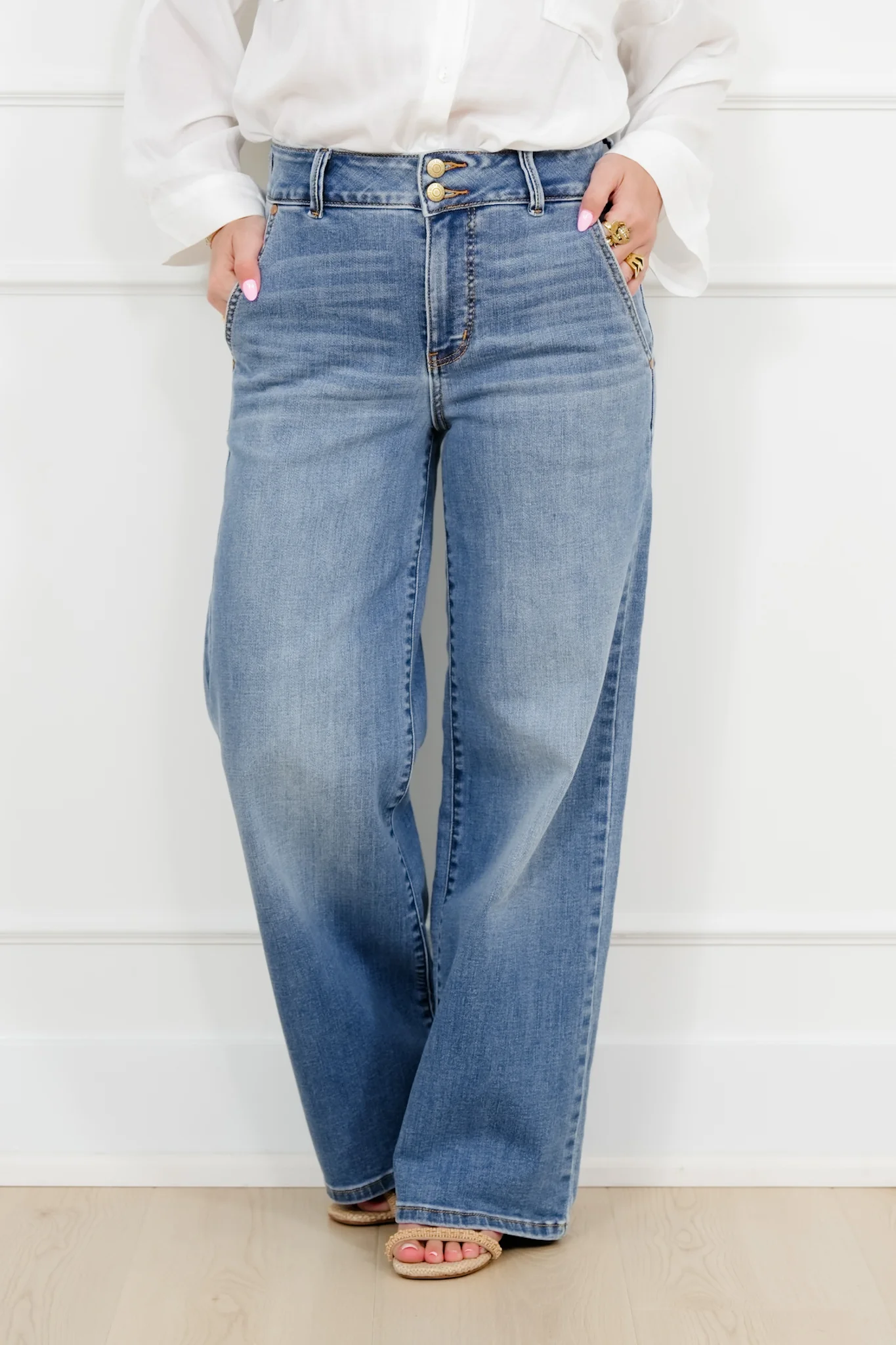 Judy Blue High Rise Medium Wash Multiple Inseam Column Jeans with Trouser Styling - Image 5