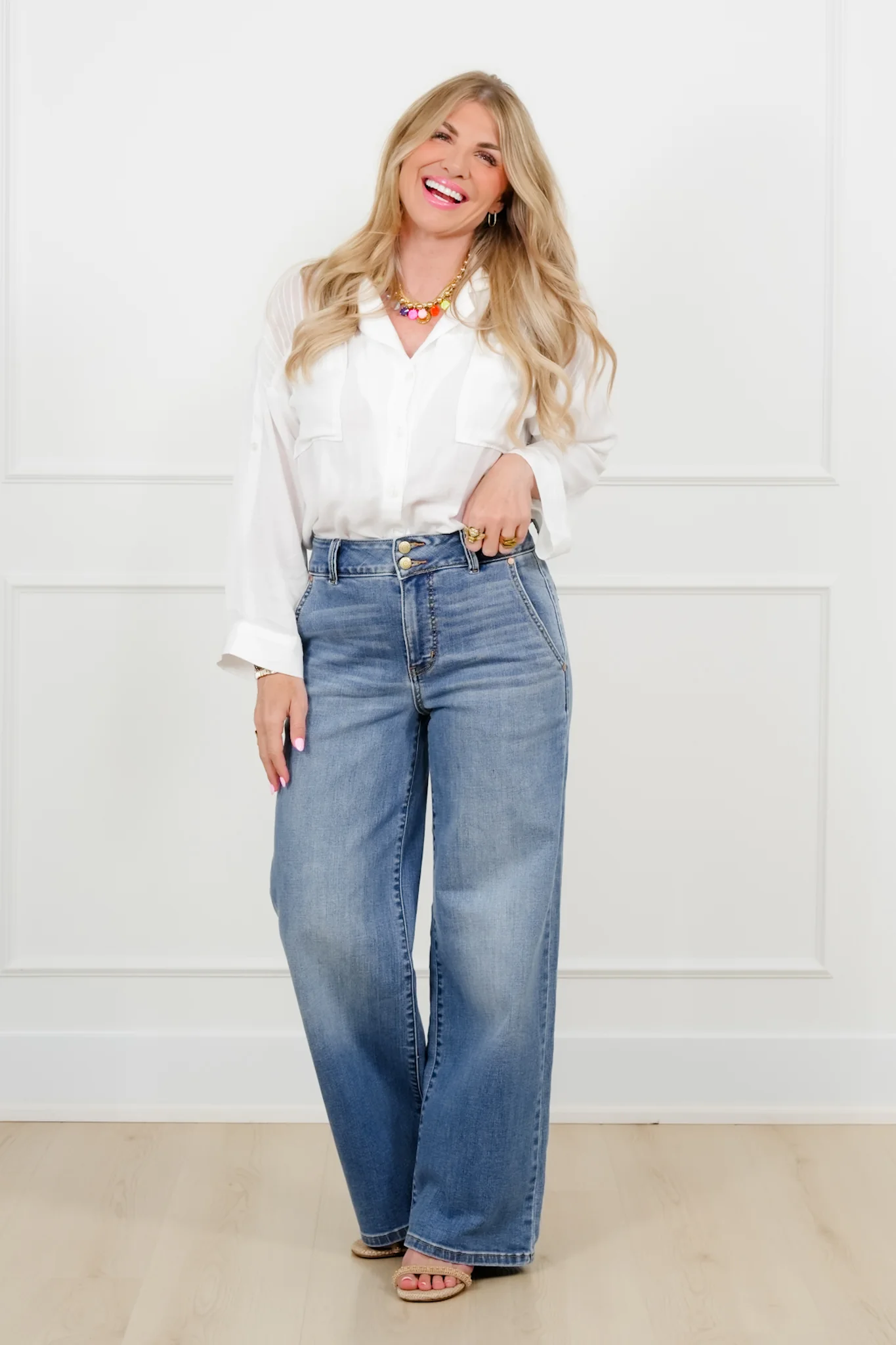 Judy Blue High Rise Medium Wash Multiple Inseam Column Jeans with Trouser Styling - Image 6
