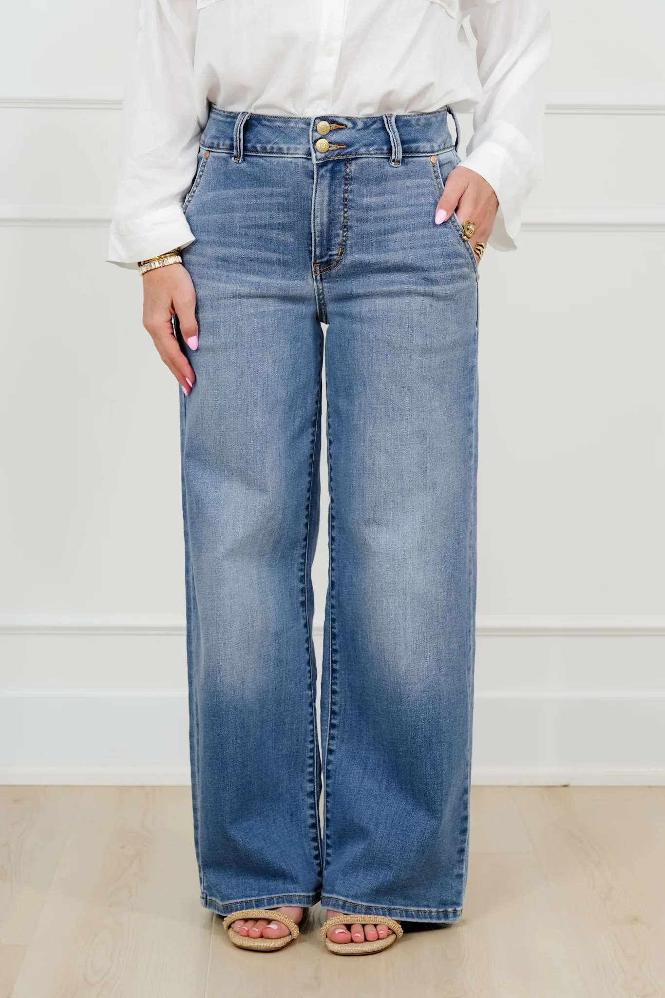 Judy Blue High Rise Medium Wash Multiple Inseam Column Jeans with Trouser Styling - Image 9