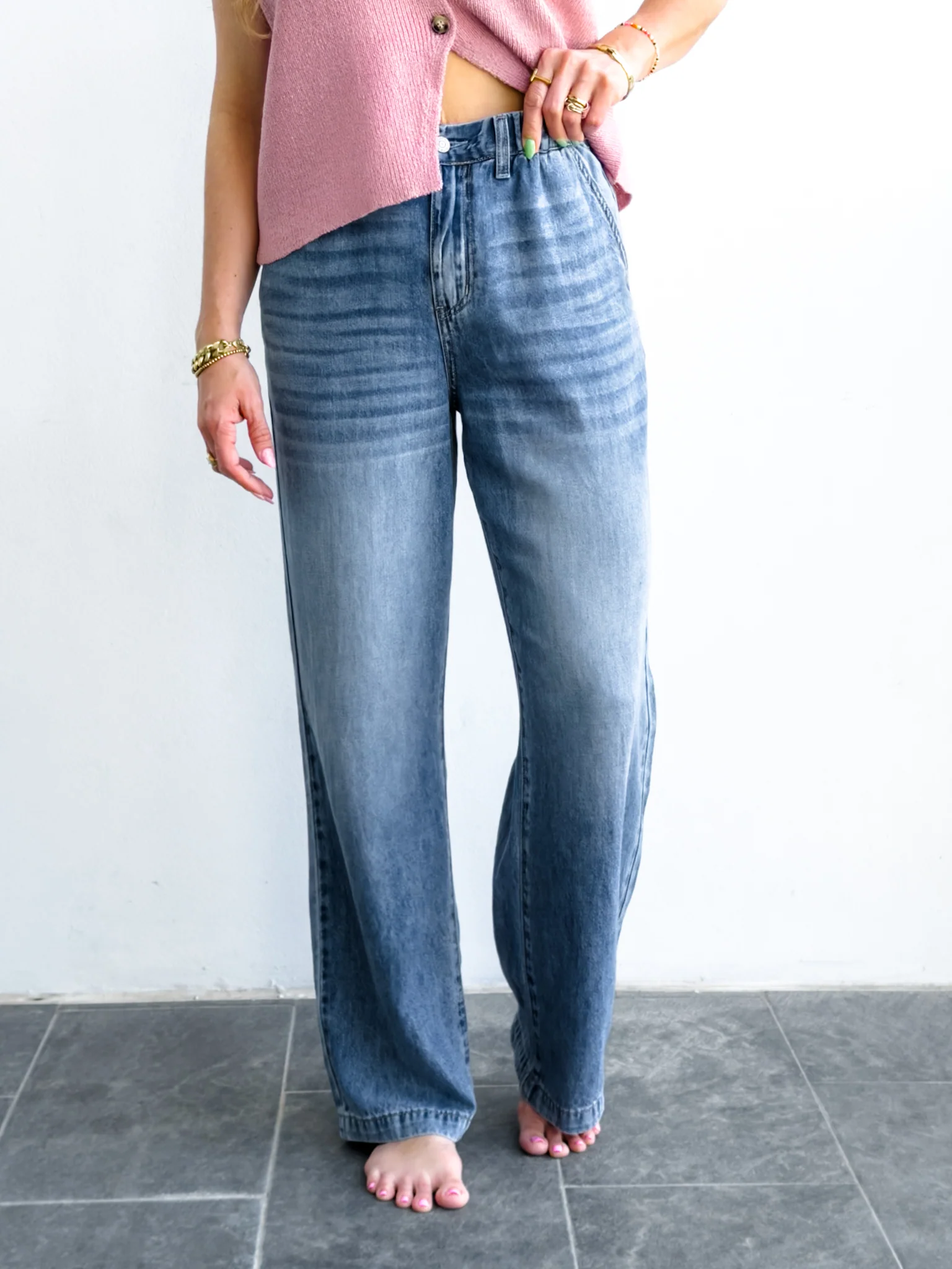 Judy Blue The Bay Breeze Multiple Inseam Featherweight Baggy Jeans with Elastic Waist Band - Image 12