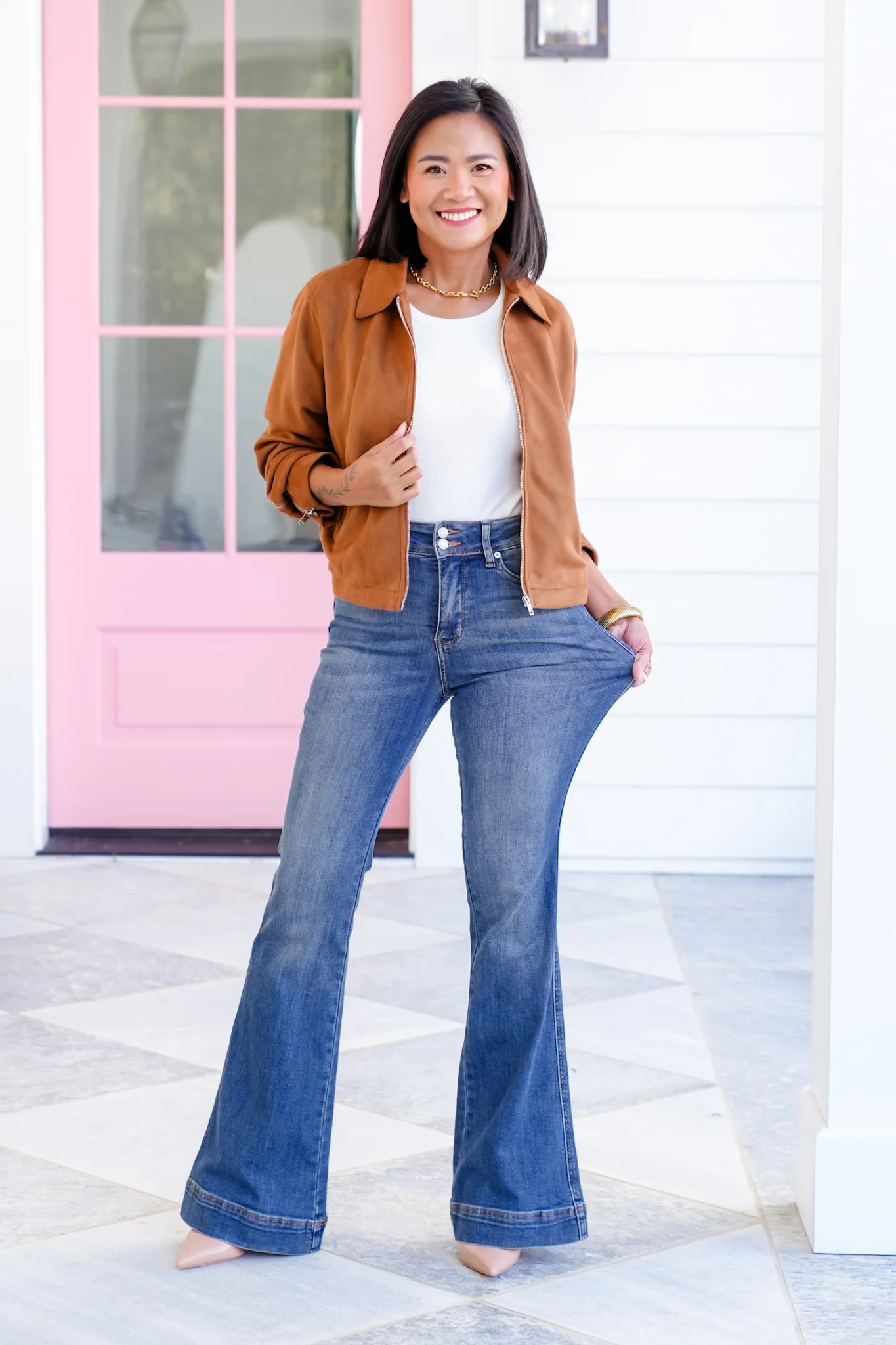 Judy Blue High Rise Medium Wash Tummy Control Flare Jeans with Double Button Waistband - Image 9