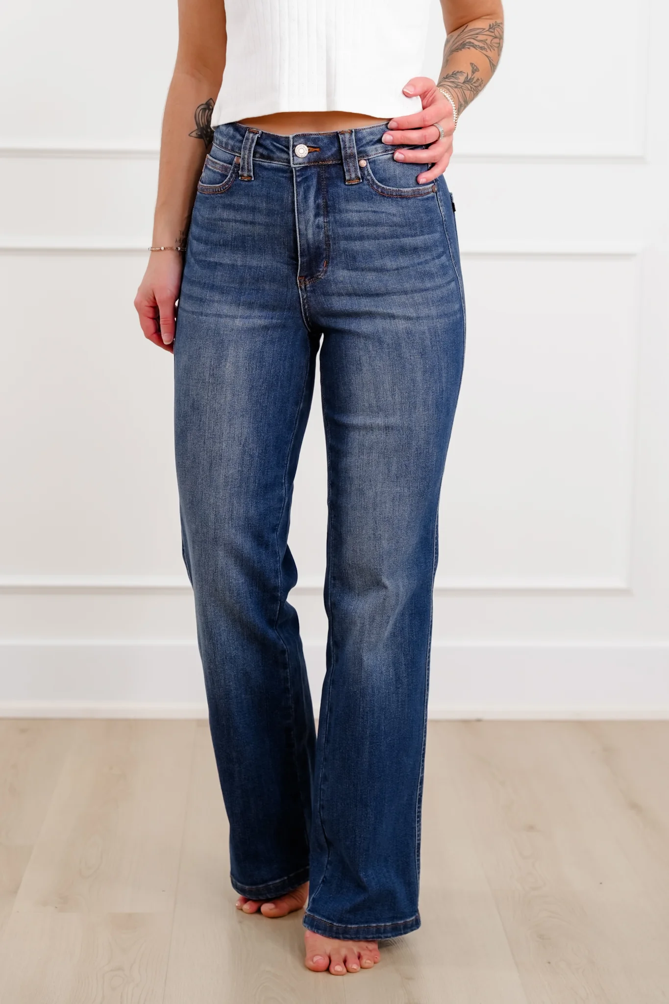 Judy Blue High Rise Medium Wash Tummy Control Straight Leg Jeans - Image 13