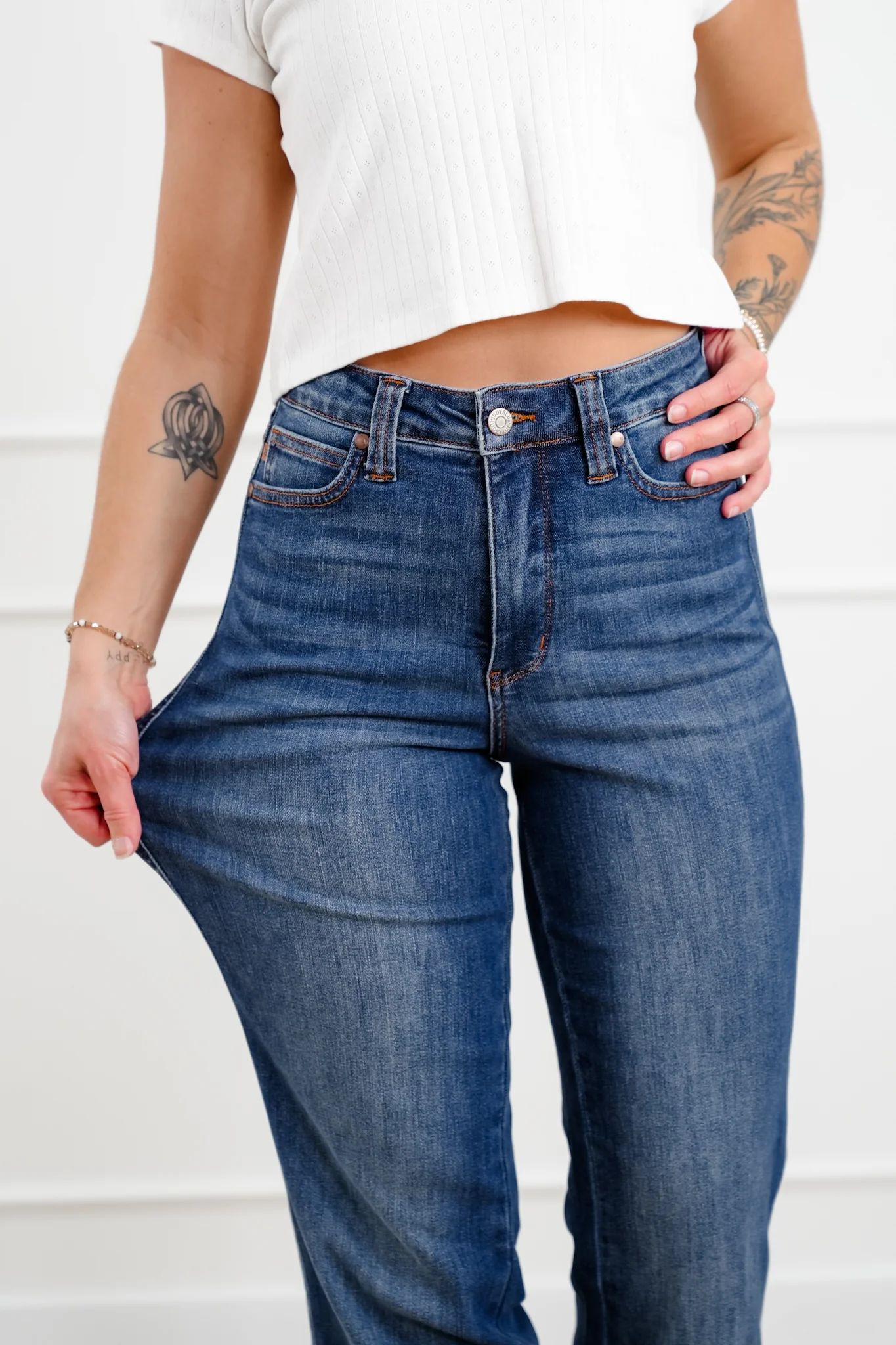 Judy Blue High Rise Medium Wash Tummy Control Straight Leg Jeans - Image 3