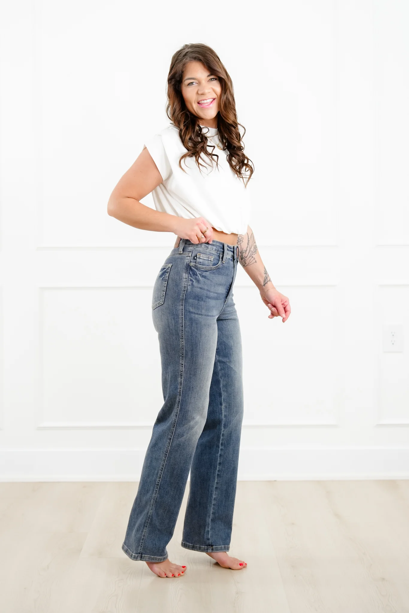 Judy Blue Keeping it Straight High Rise Medium Wash Tummy Control Straight Leg Jeans - Image 6