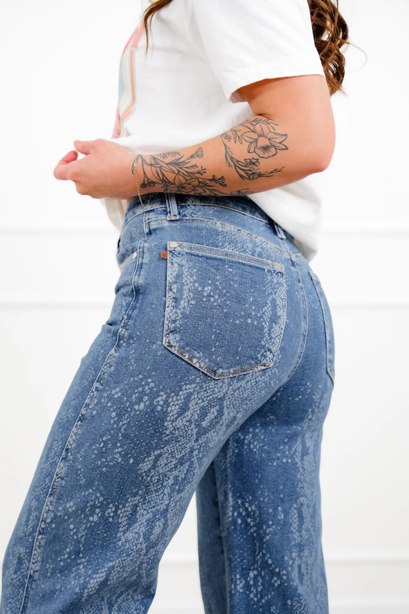 Judy Blue High Rise Snake Print Wide Leg Ankle Jeans - Image 5