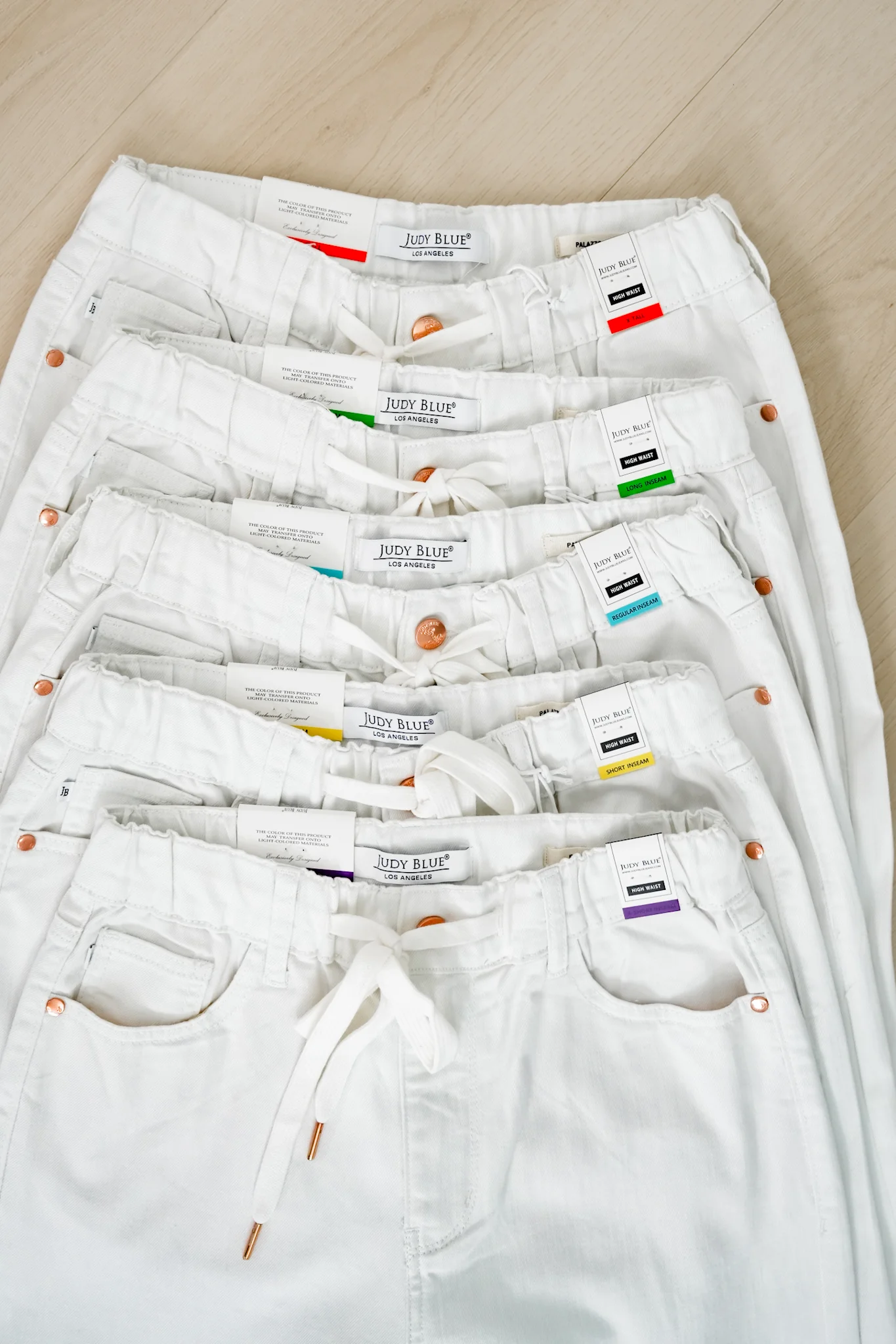Judy Blue The Sunday Stroll High Rise Multiple Inseam White Featherweight Palazzo Jeans with Elastic Waistband - Image 14