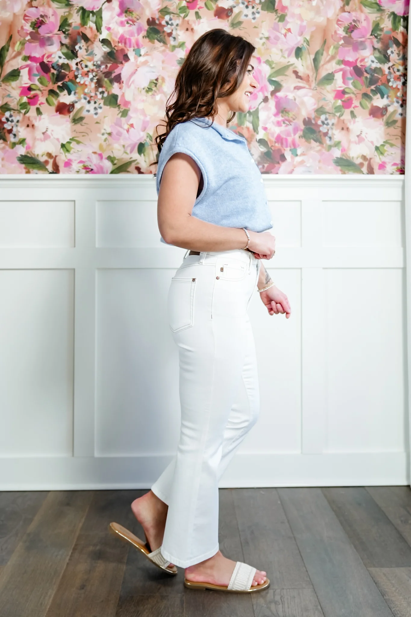 Judy Blue High Rise White Kick Flare Jeans - Image 5