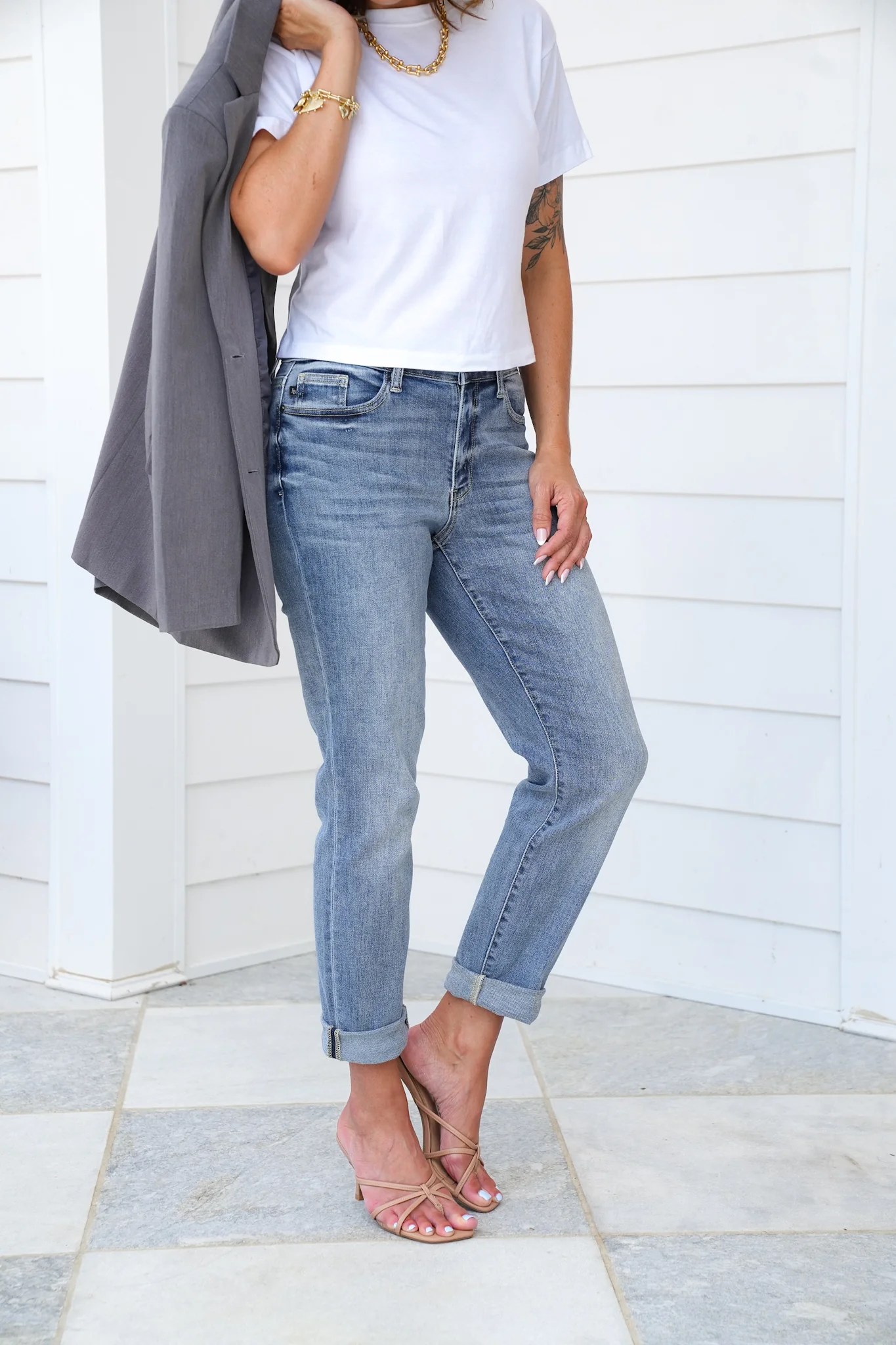 Judy Blue Work From Home Mid Rise Bleach Washed Boyfriends - Image 19