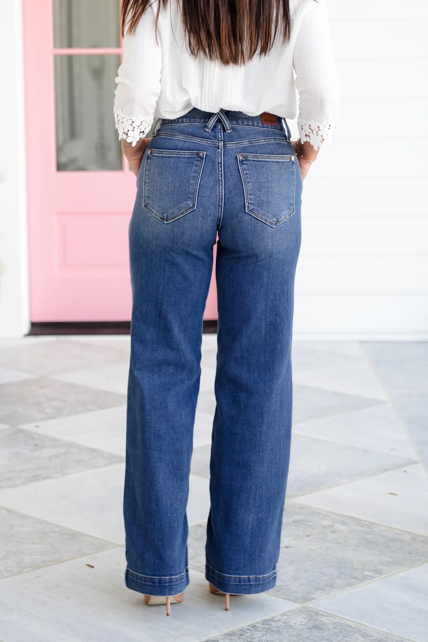 Restock! Judy Blue Anytime Anyplace Medium Wash High Waisted Double Button Wide Leg Jeans - Image 7