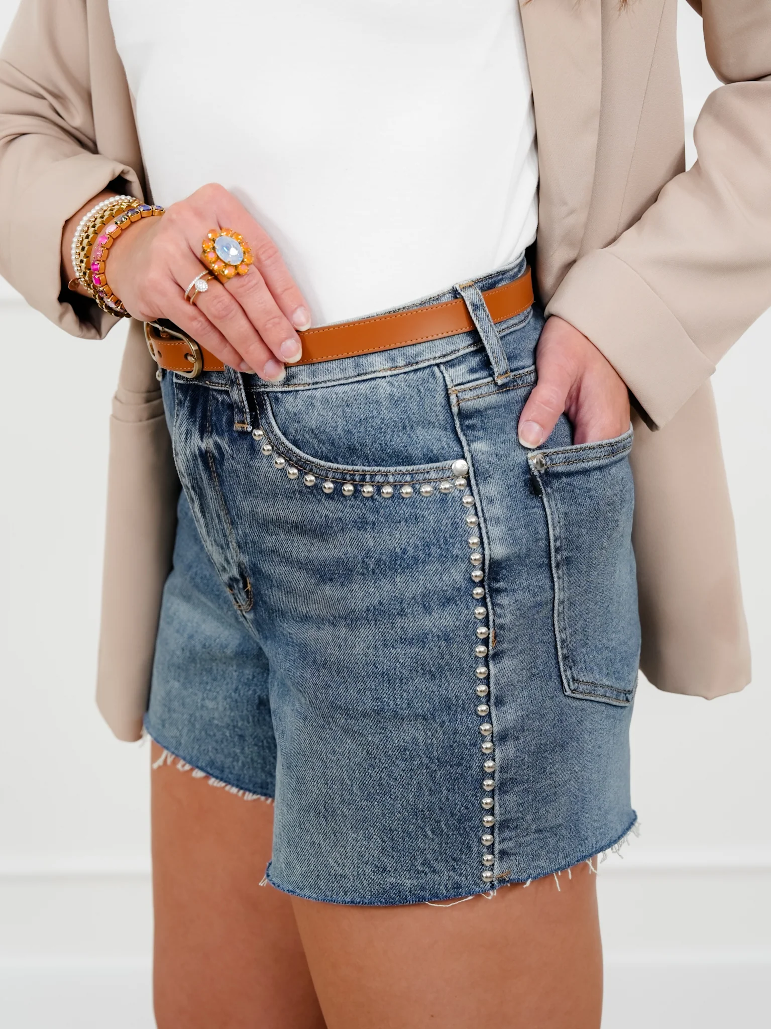 Judy Blue Medium Wash Rigid Magic Cut Off Shorts with Dome Studs - Image 10