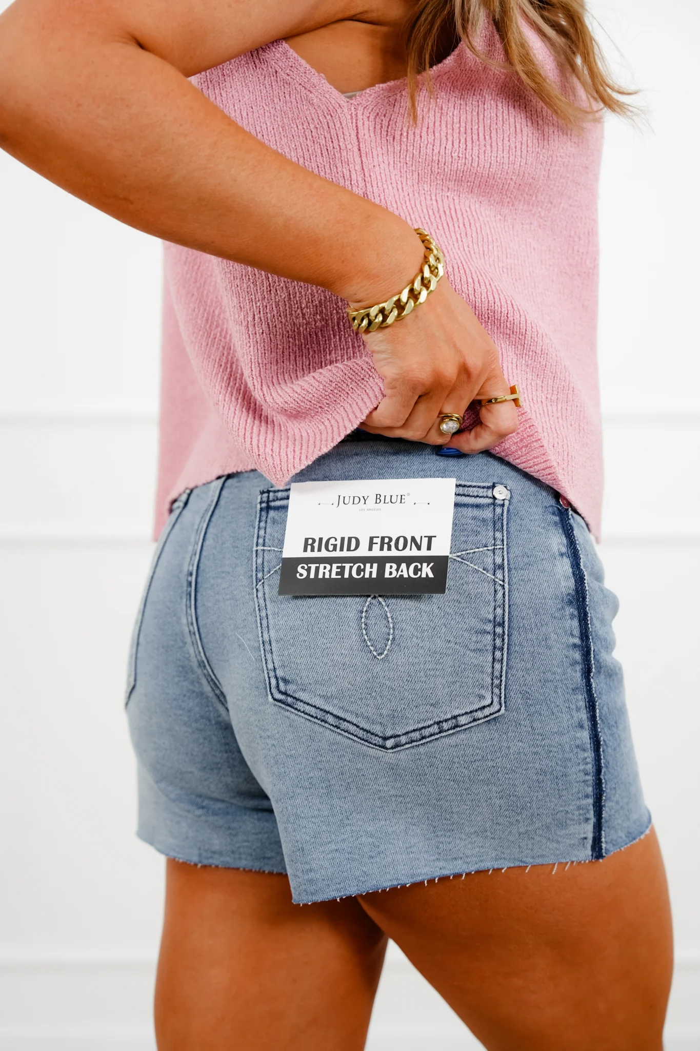 Judy Blue Medium Wash Rigid Magic Cut Off Shorts with Raw Side Seam - Image 7