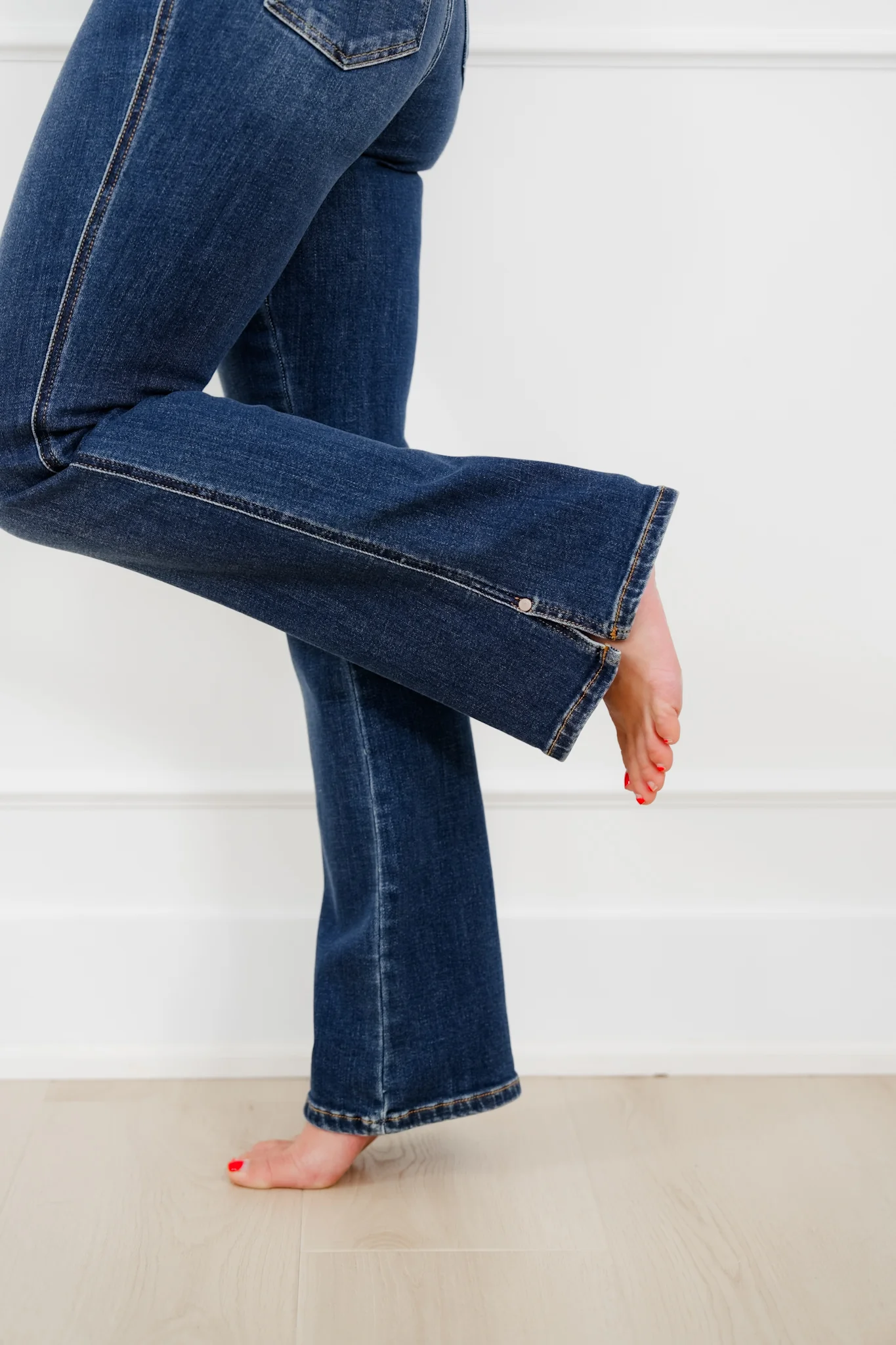 Judy Blue Mid Rise Dark Wash Bootcut Jeans with Slit and Cell Phone Pocket - Image 8