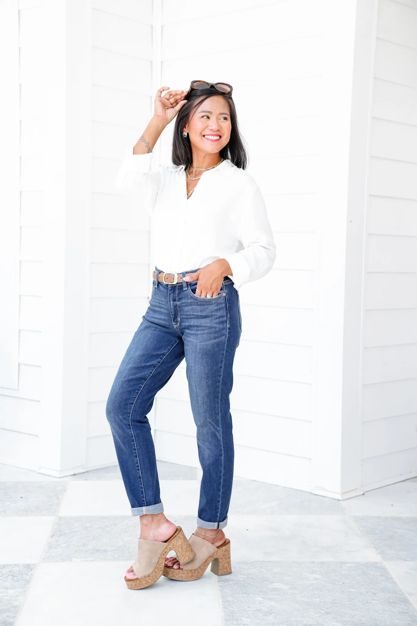 Restock! Judy Blue My Favorite Boyfriend Mid-Rise Dark Wash Non Distressed Cuffed Boyfriend Jeans - Image 10