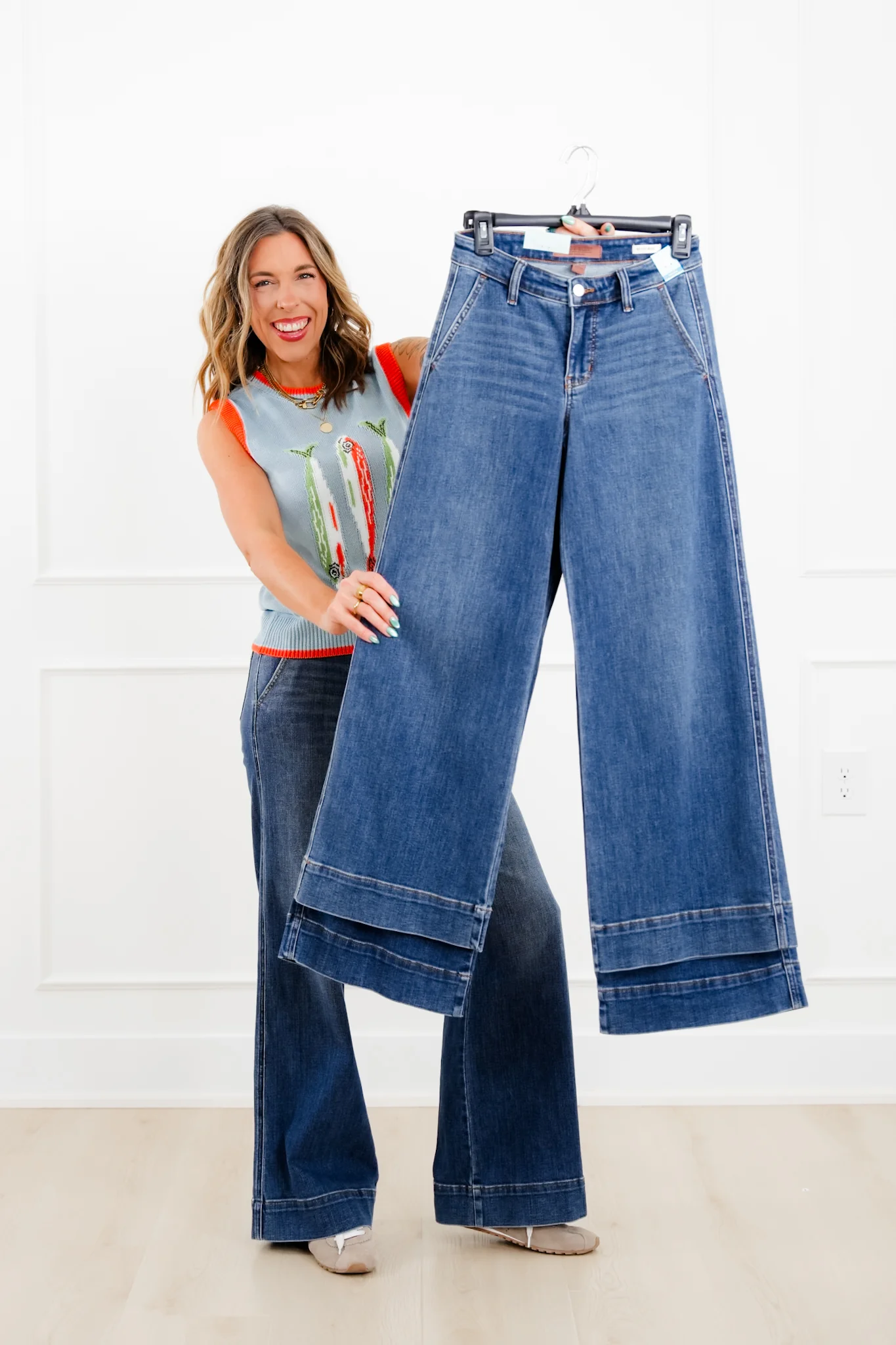 Judy Blue The Rory Petite/Reg Mid Rise Dark Wash Retro Wide Leg Trouser Jeans - Image 14