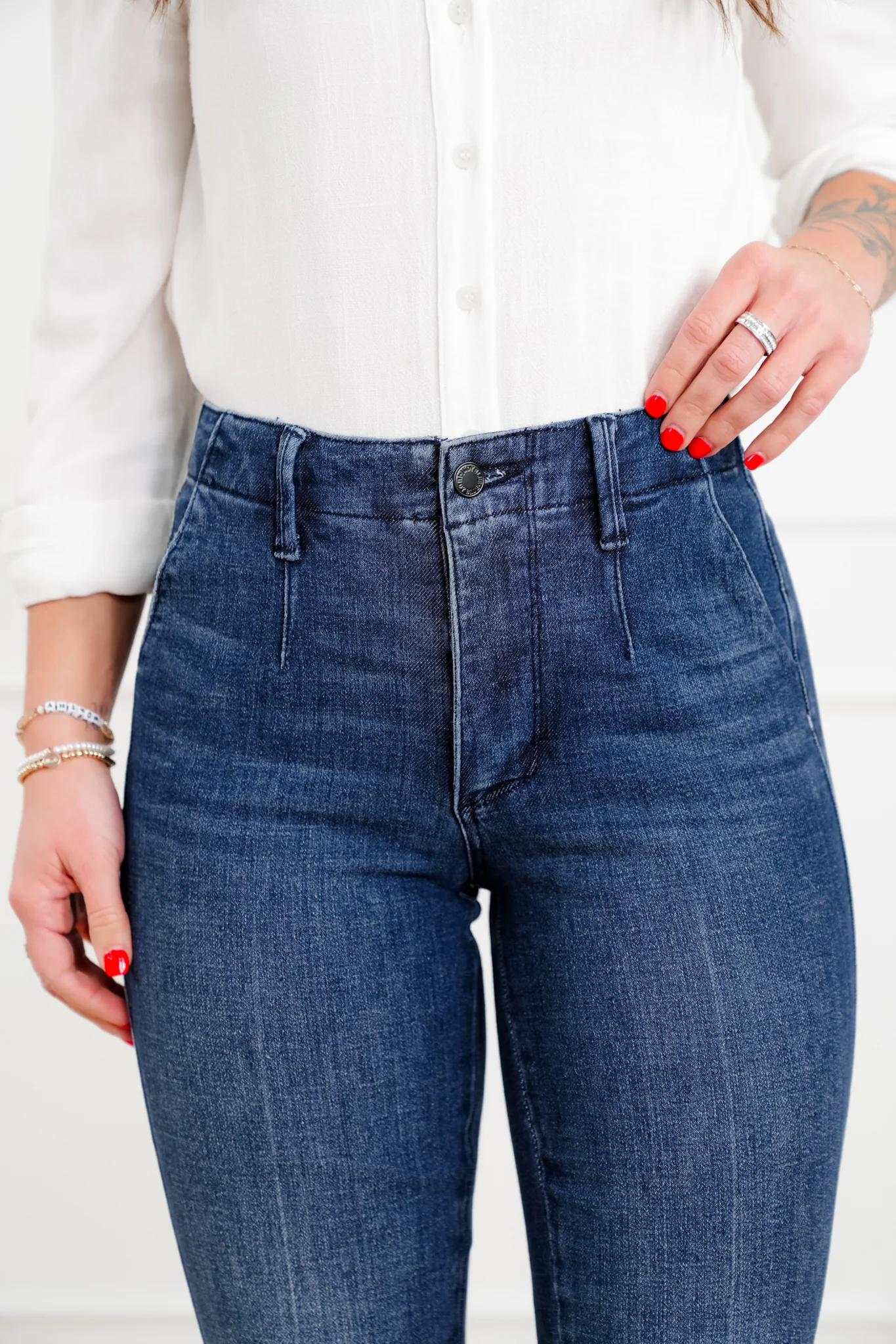 Judy Blue The Sutton Mid Rise Dark Wash Tummy Control Bootcut Trouser Jeans - Image 10