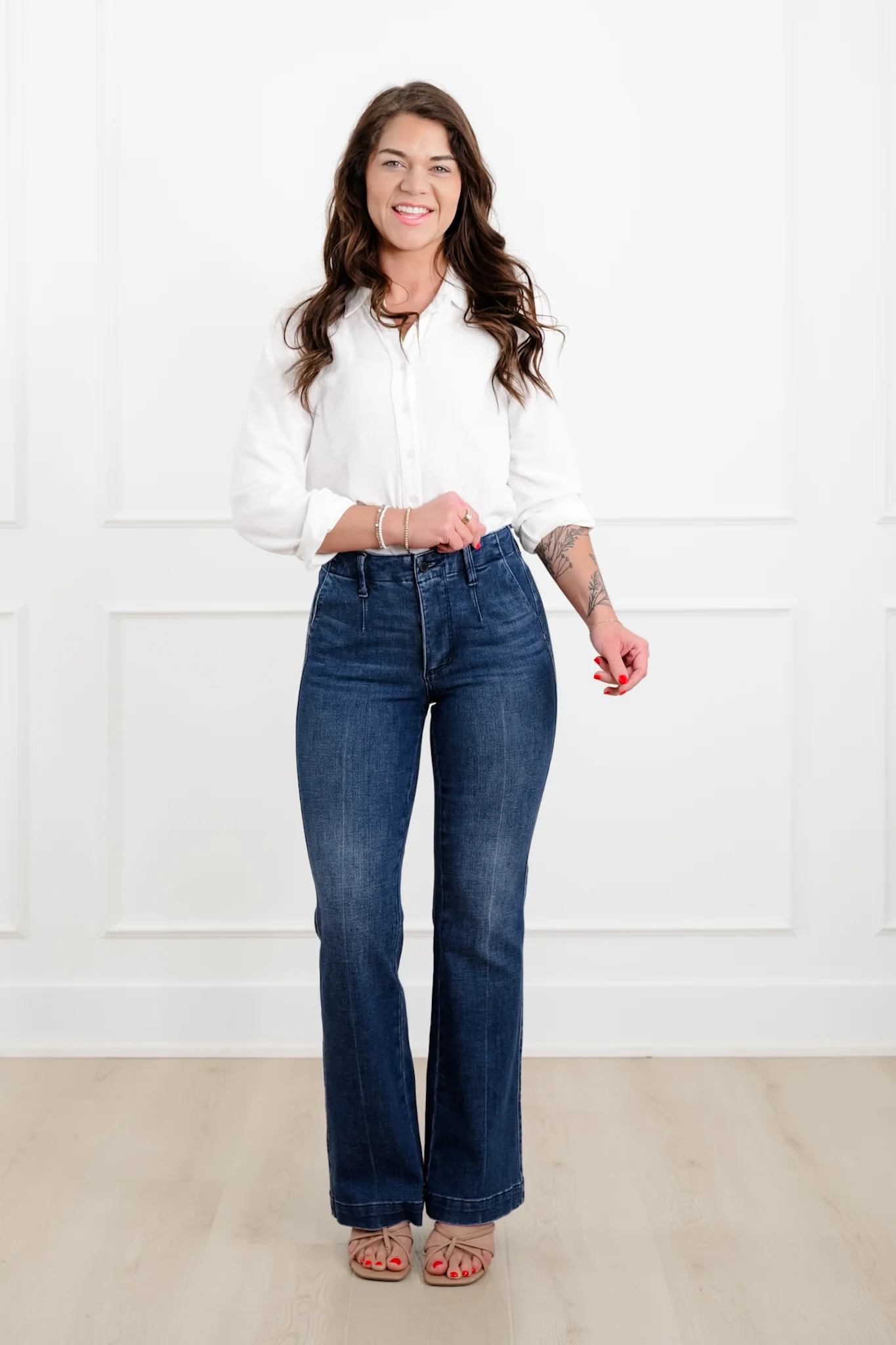 Judy Blue The Sutton Mid Rise Dark Wash Tummy Control Bootcut Trouser Jeans - Image 16