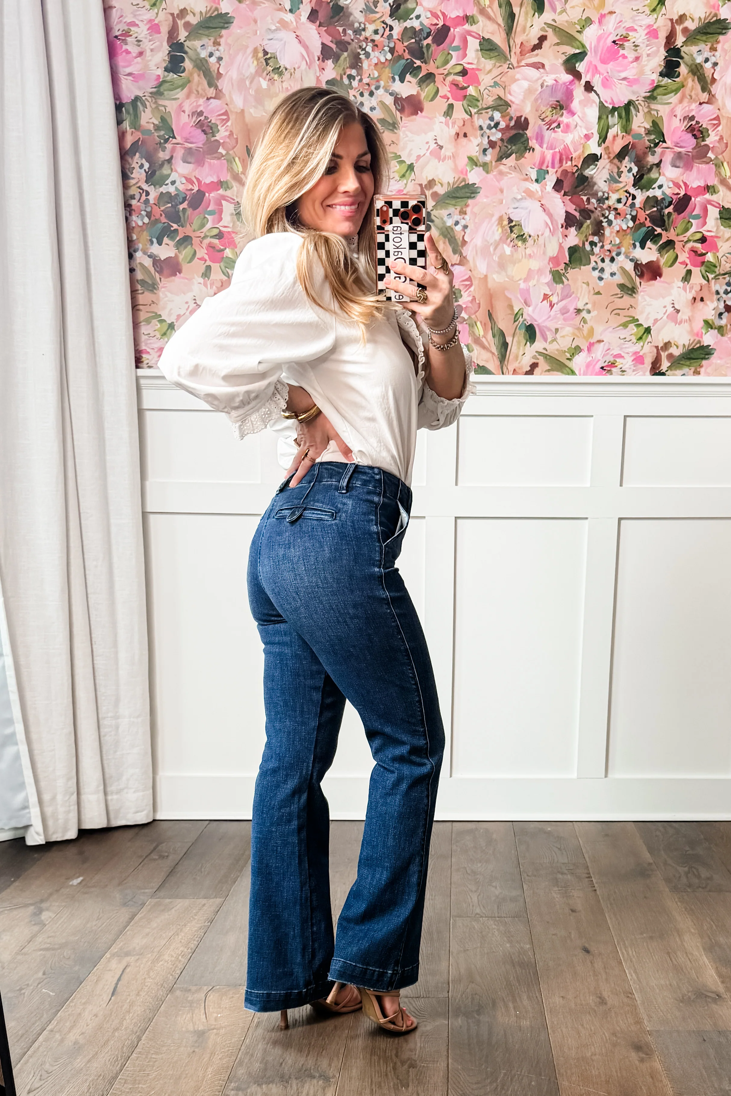 Judy Blue The Sutton Mid Rise Dark Wash Tummy Control Bootcut Trouser Jeans - Image 5