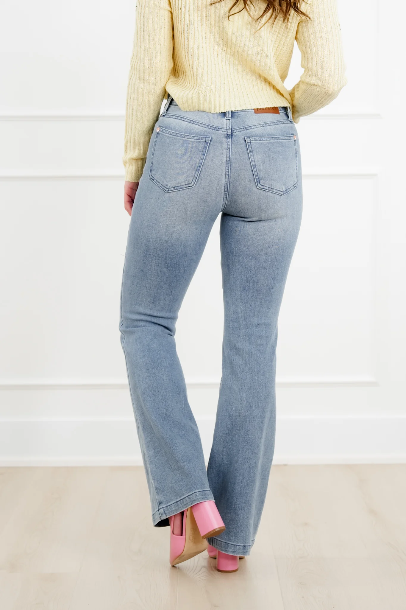 Judy Blue Sunday Stroll Mid Rise Medium Wash Bootcut Jeans with Front Patch Pockets - Image 4