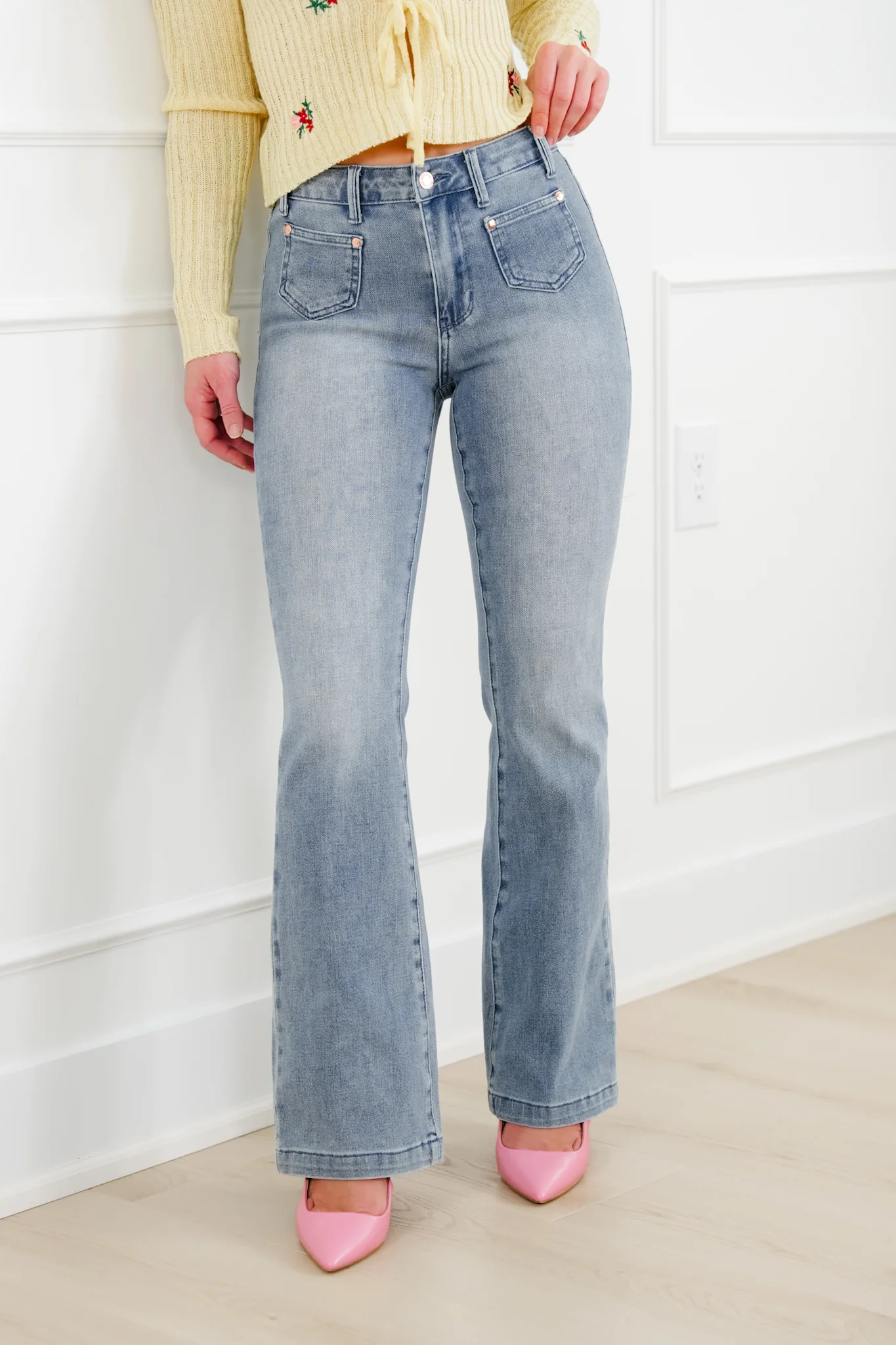 Judy Blue Sunday Stroll Mid Rise Medium Wash Bootcut Jeans with Front Patch Pockets - Image 6