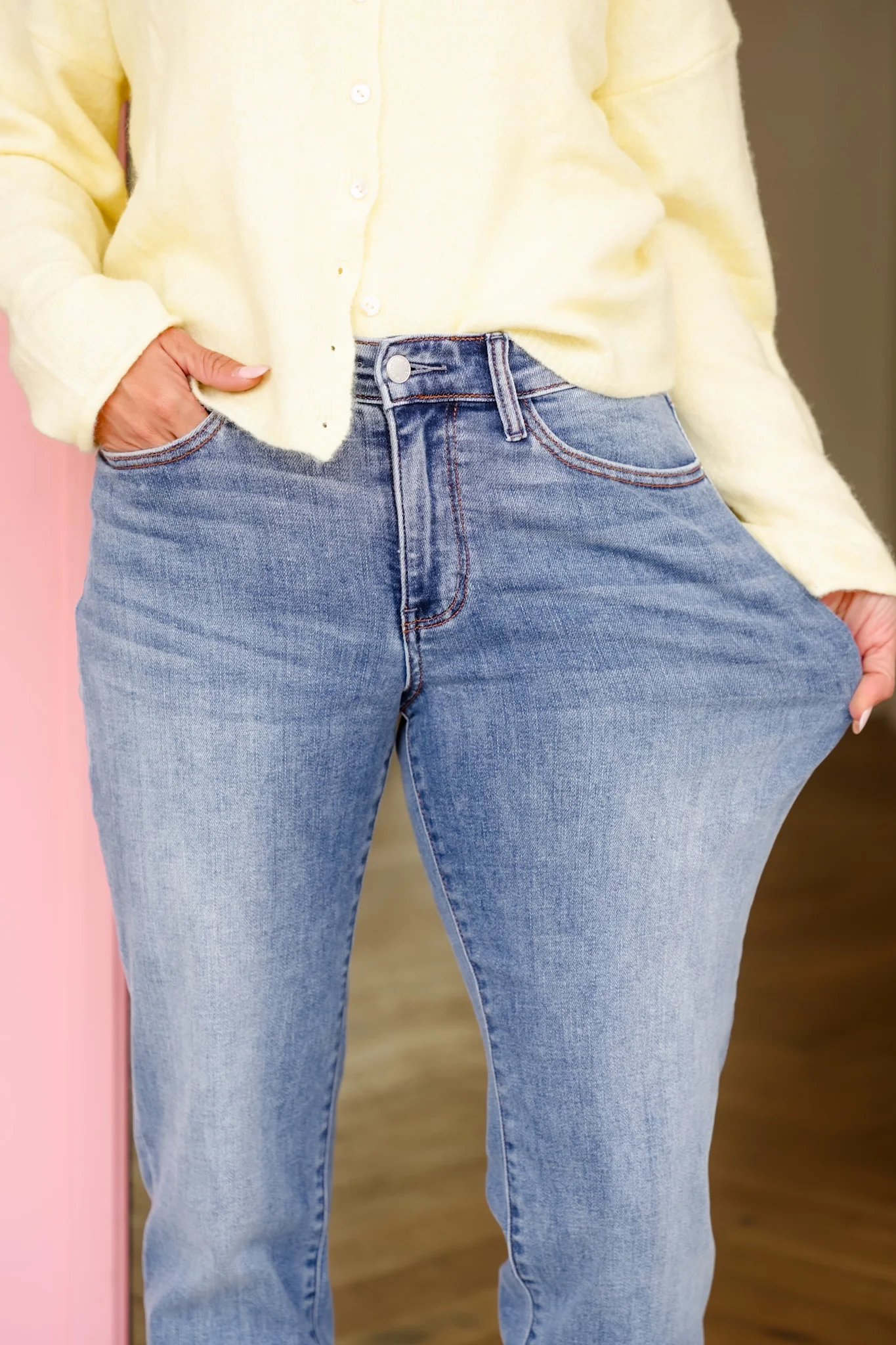 Judy Blue Mid Rise Medium Wash Boyfriend Jeans - Image 14