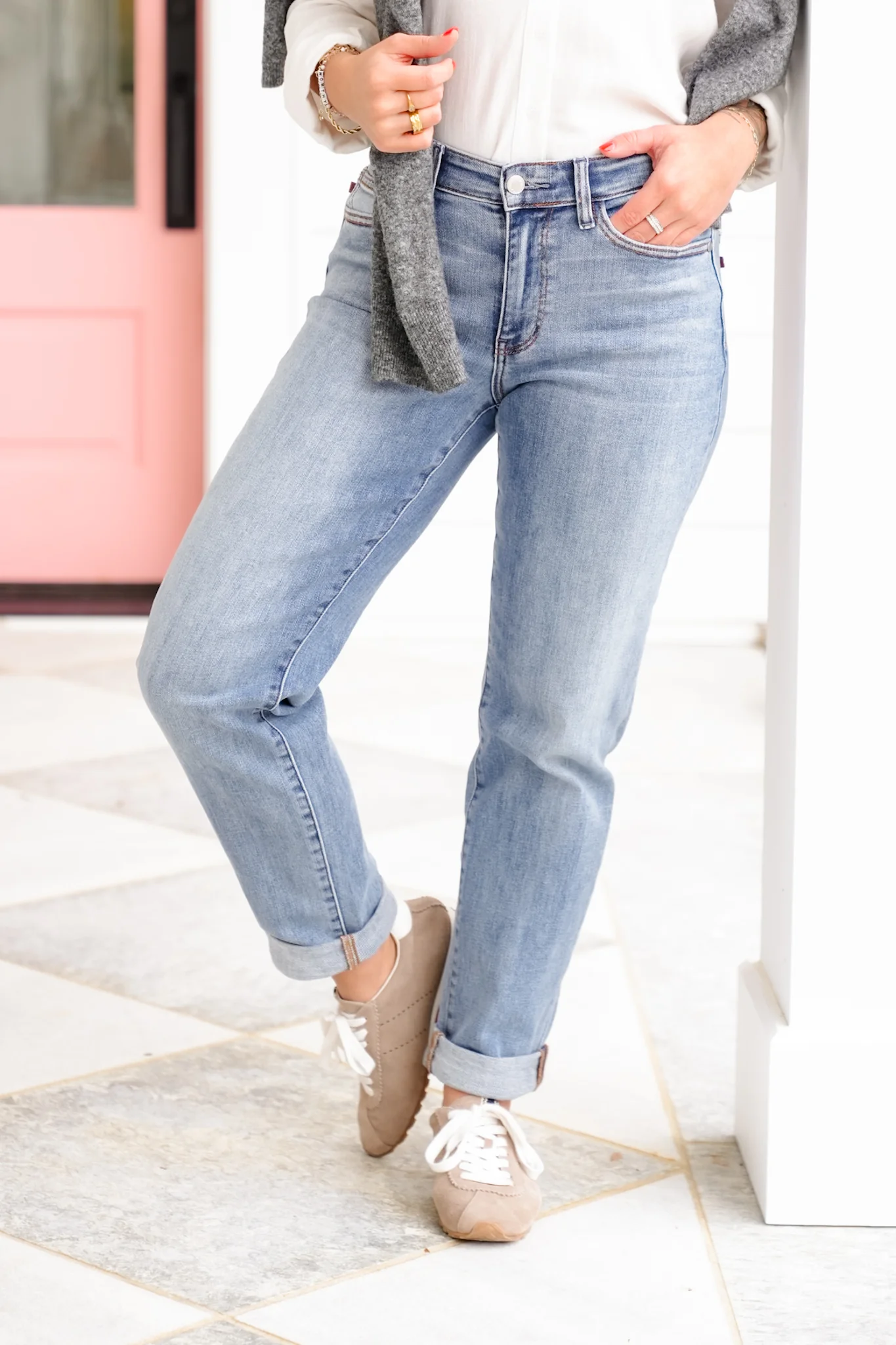 Judy Blue Mid Rise Medium Wash Boyfriend Jeans - Image 7