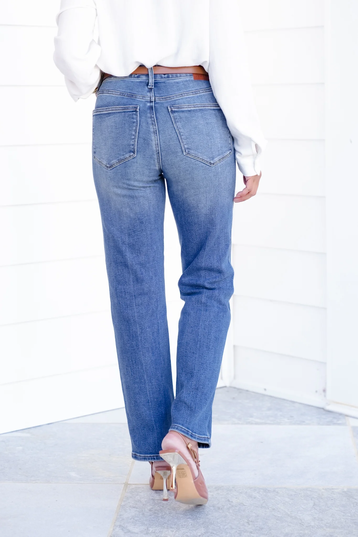 Restock! Judy Blue ALEX'S FAVE Mid Rise Medium Wash Button Fly Rigid Magic Slim Straight Leg Jeans - Image 6