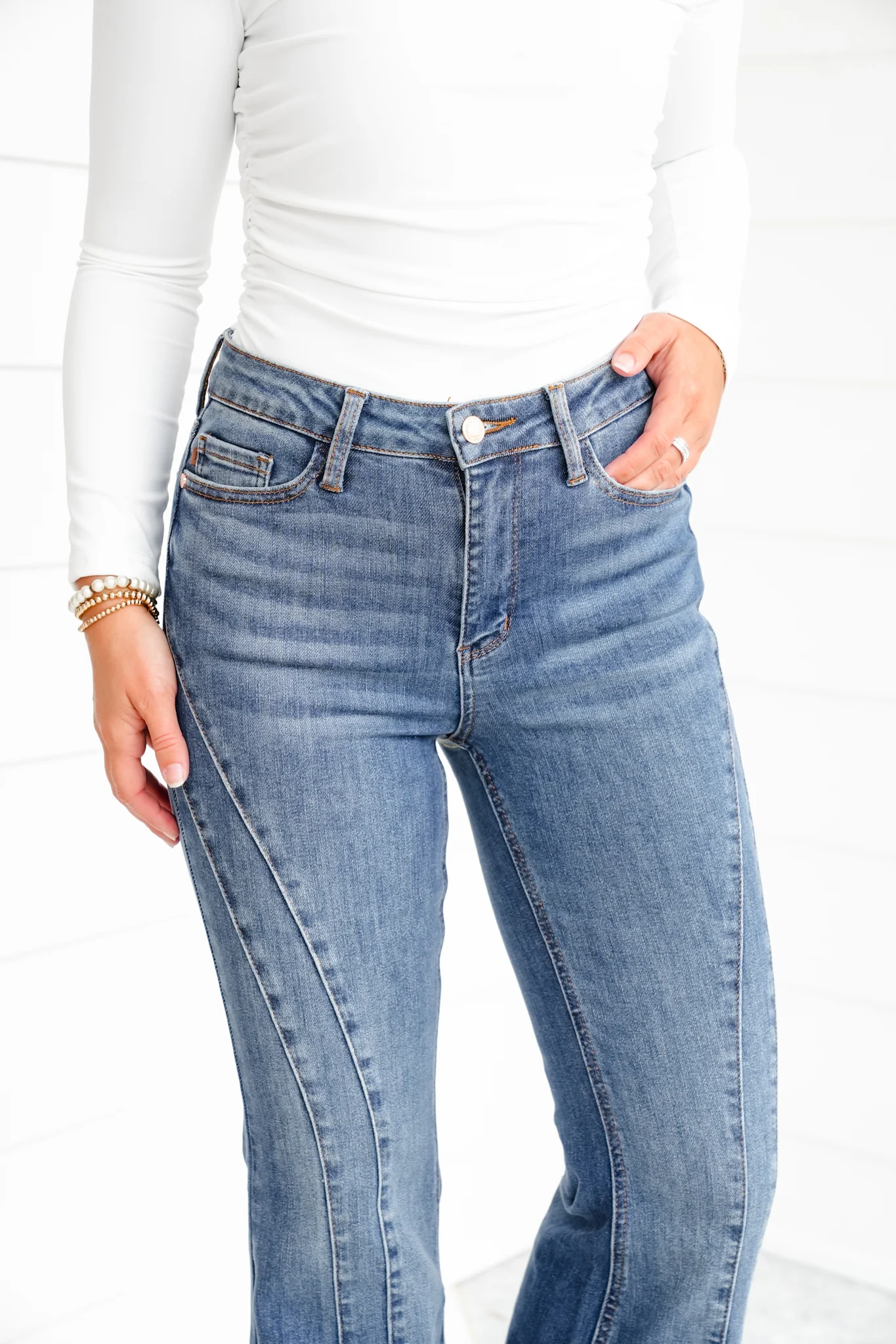 Restock! Judy Blue Golden Hour Mid Rise Flare Jeans with Double Angular Seam - Image 10