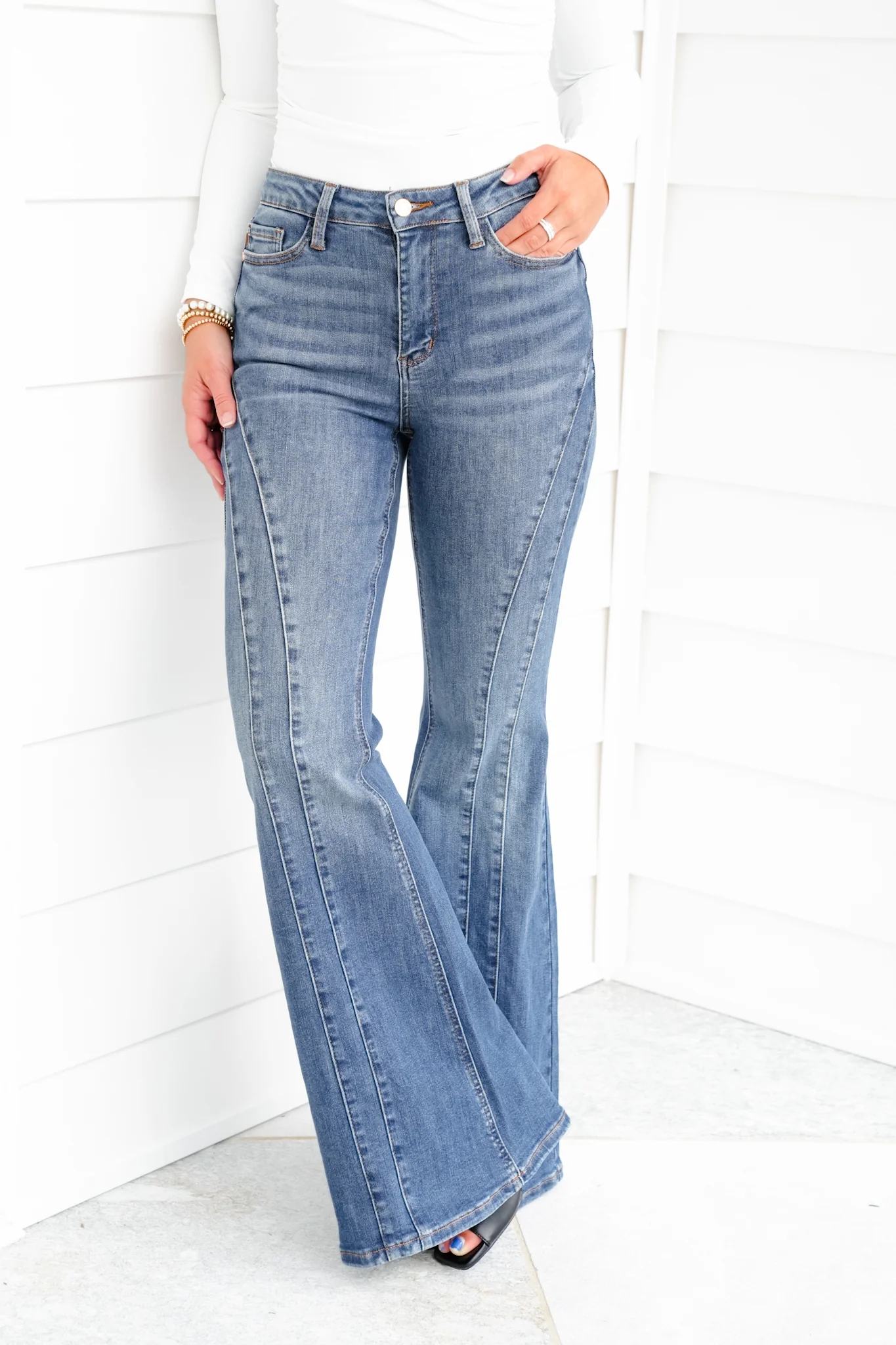 Restock! Judy Blue Golden Hour Mid Rise Flare Jeans with Double Angular Seam - Image 17