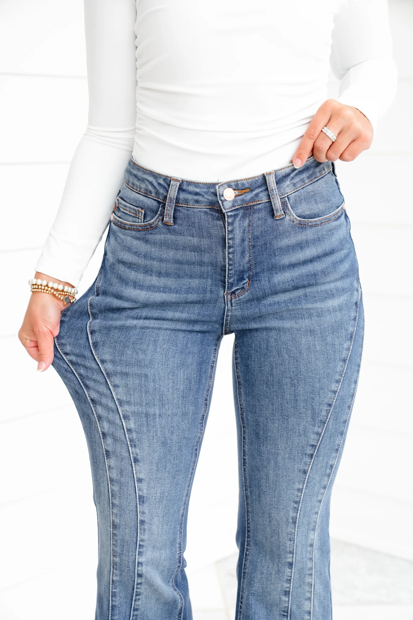 Restock! Judy Blue Golden Hour Mid Rise Flare Jeans with Double Angular Seam - Image 18