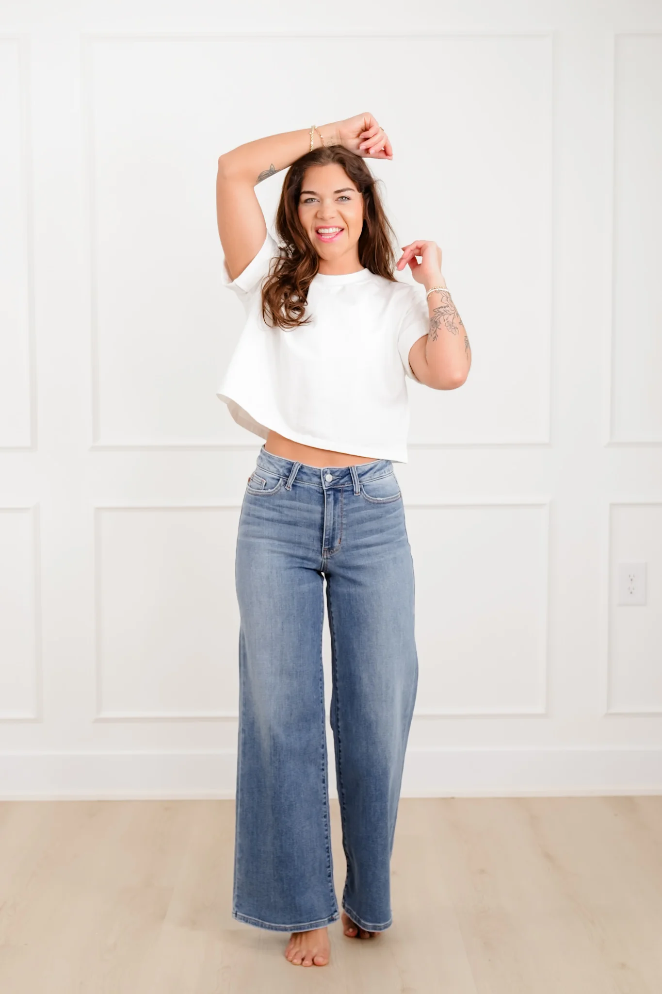 Judy Blue "The Lola" Multiple Inseam Medium Wash Retro Wide Leg Jeans - Image 6